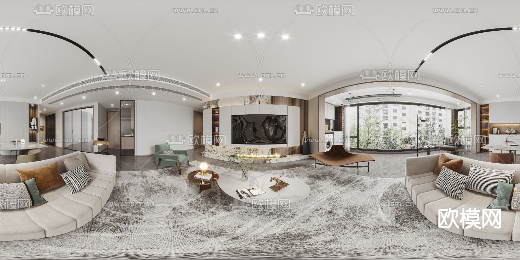 现代客餐厅vr全景3d模型