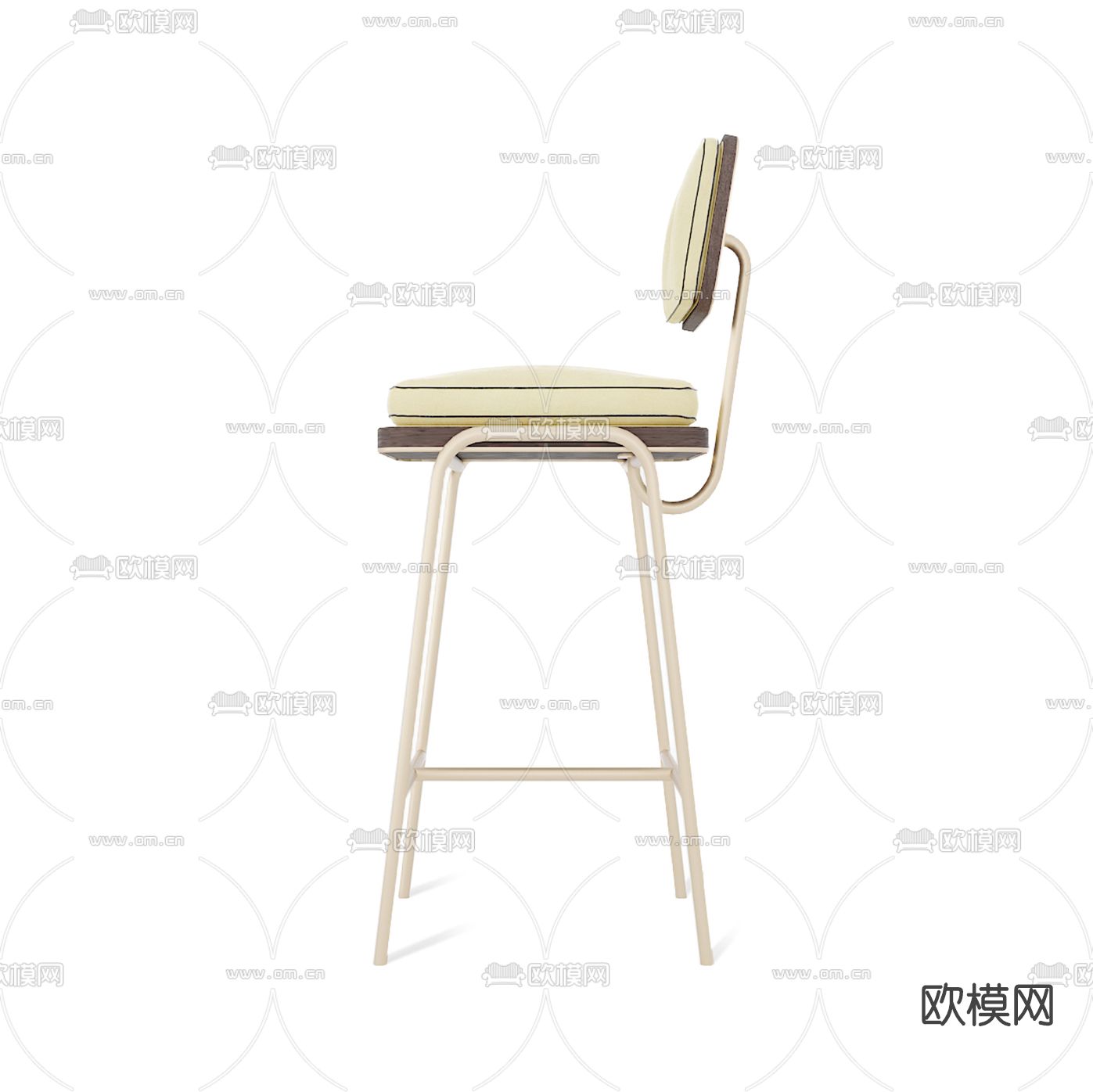 现代绒布吧台椅3d模型下载（渲染图7）
