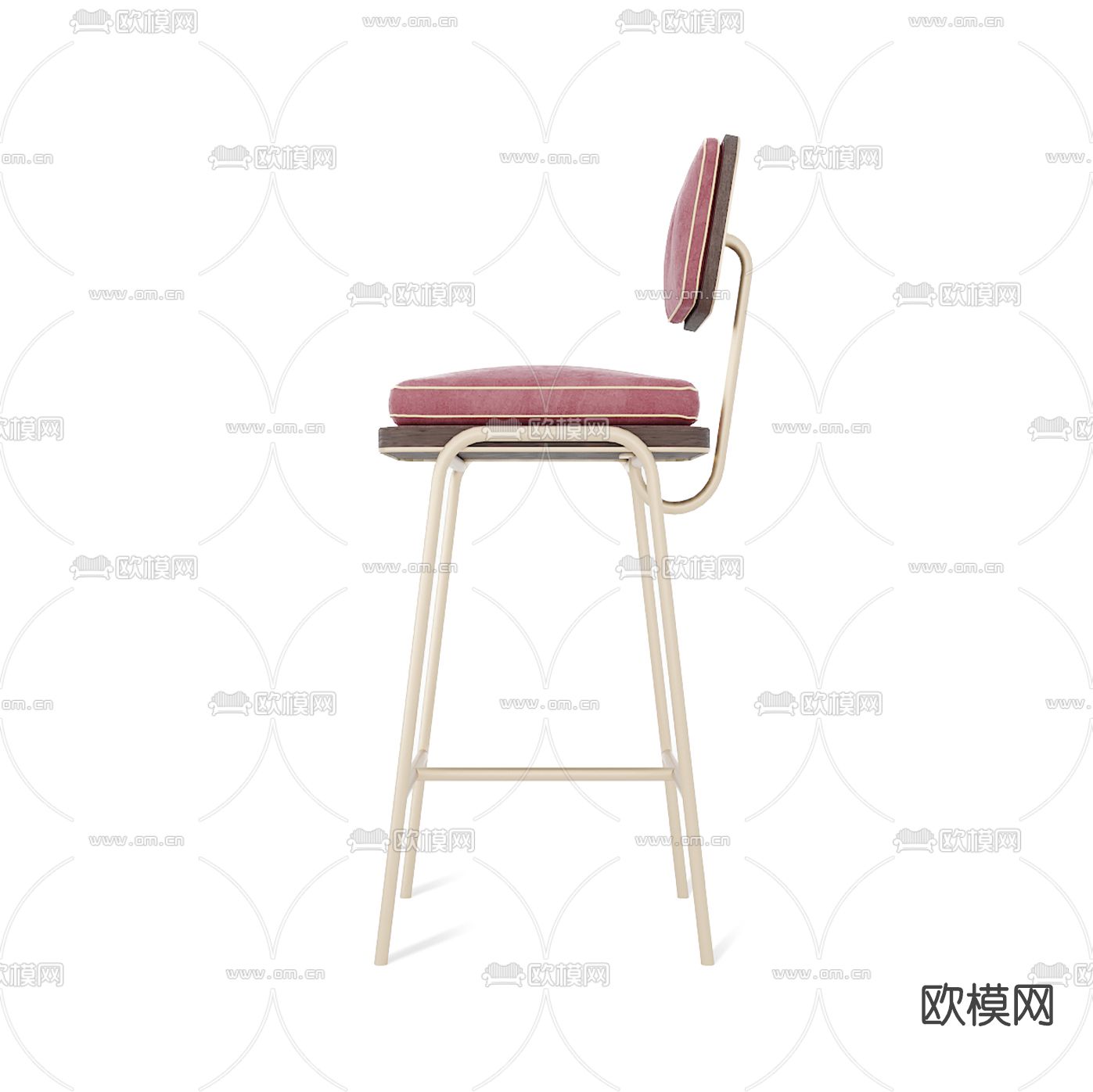 现代绒布吧台椅3d模型下载（渲染图4）