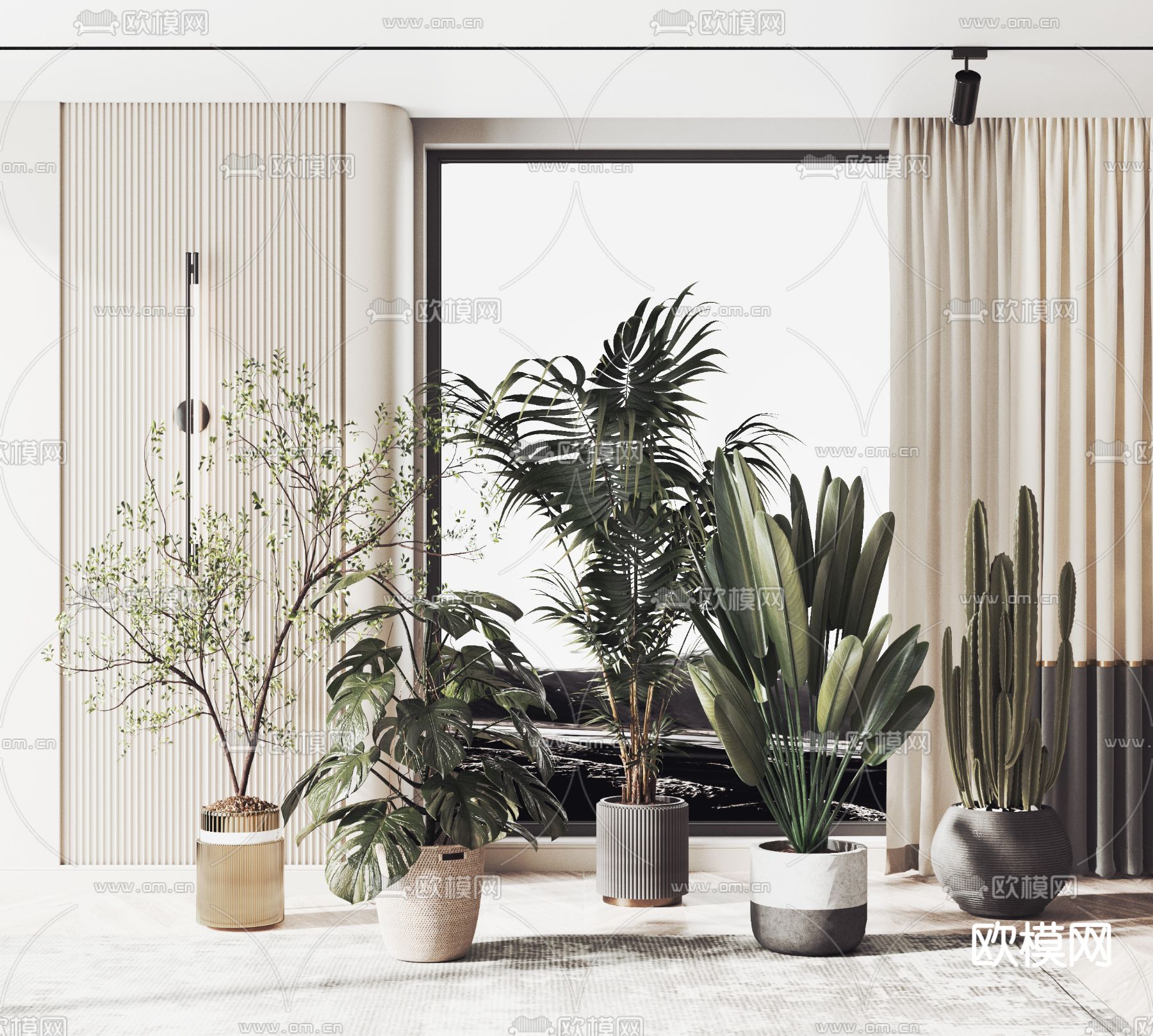 现代绿植盆栽3d模型