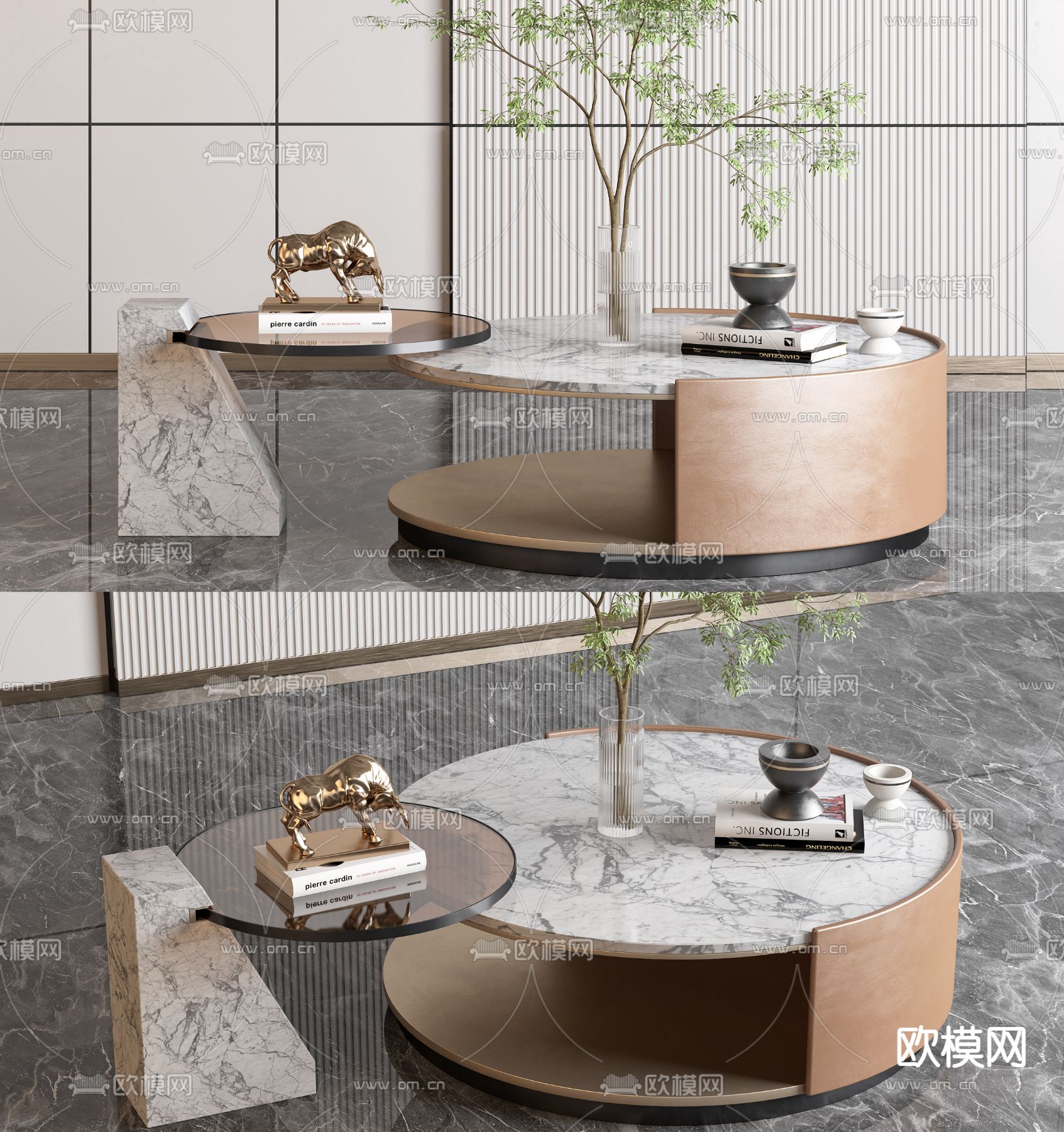 现代大理石茶几3d模型