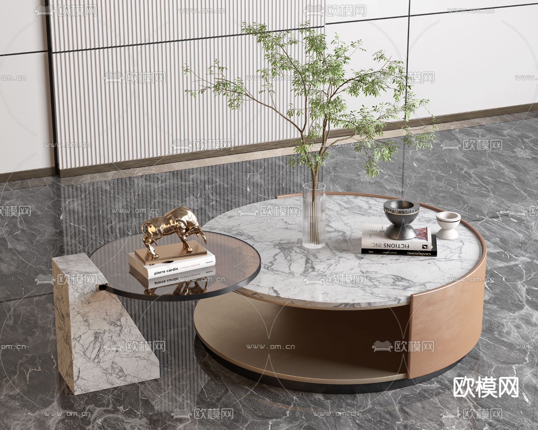 现代大理石茶几3d模型