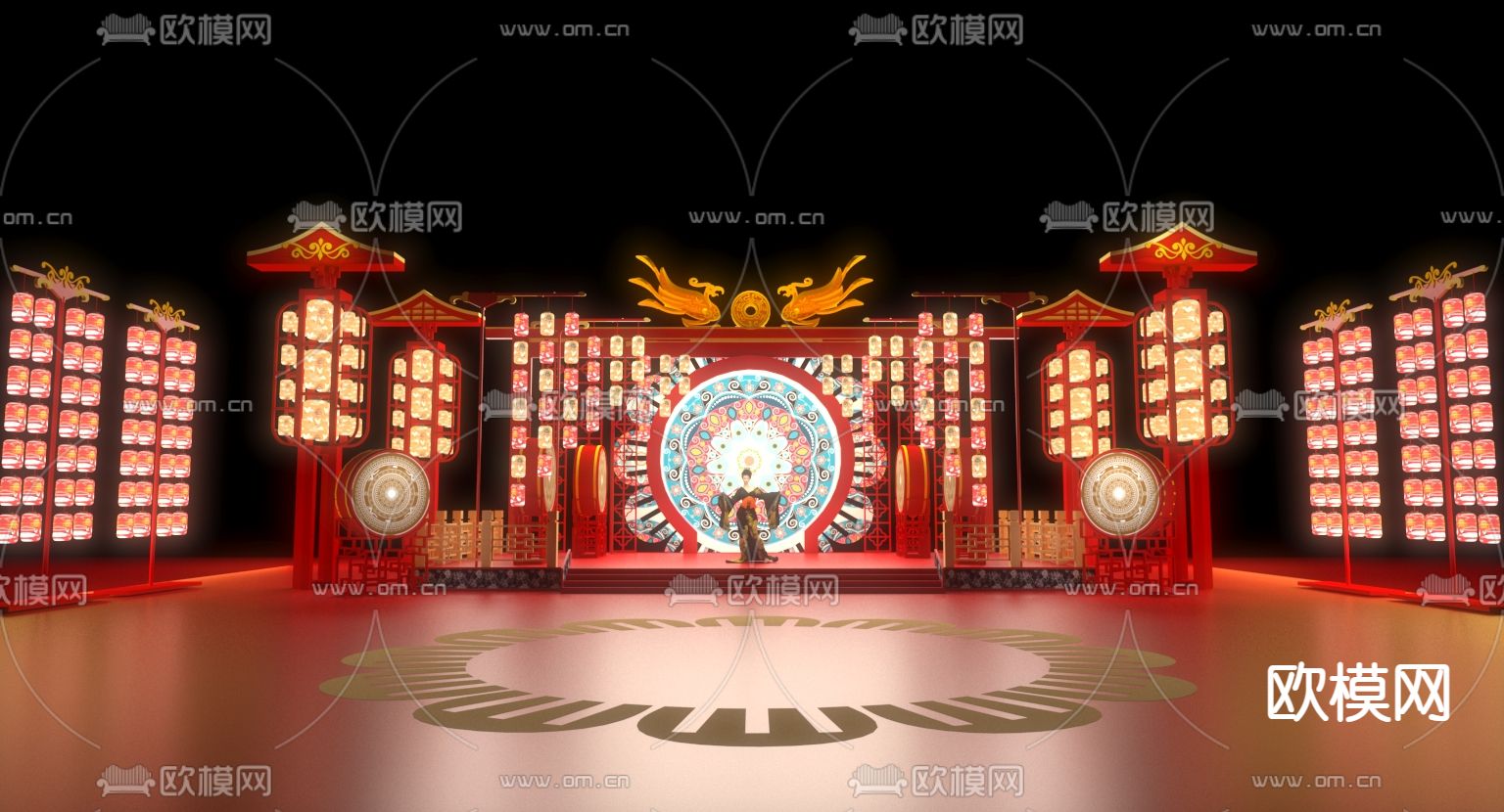 中式国风舞台表演3d模型