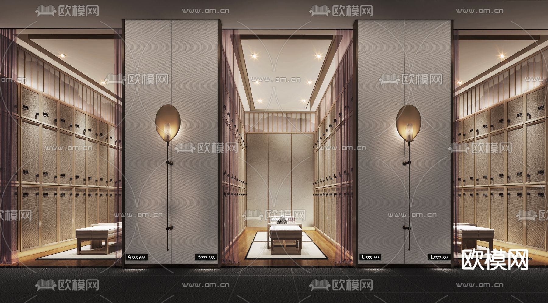 新中式洗浴水会更衣室3d模型下载