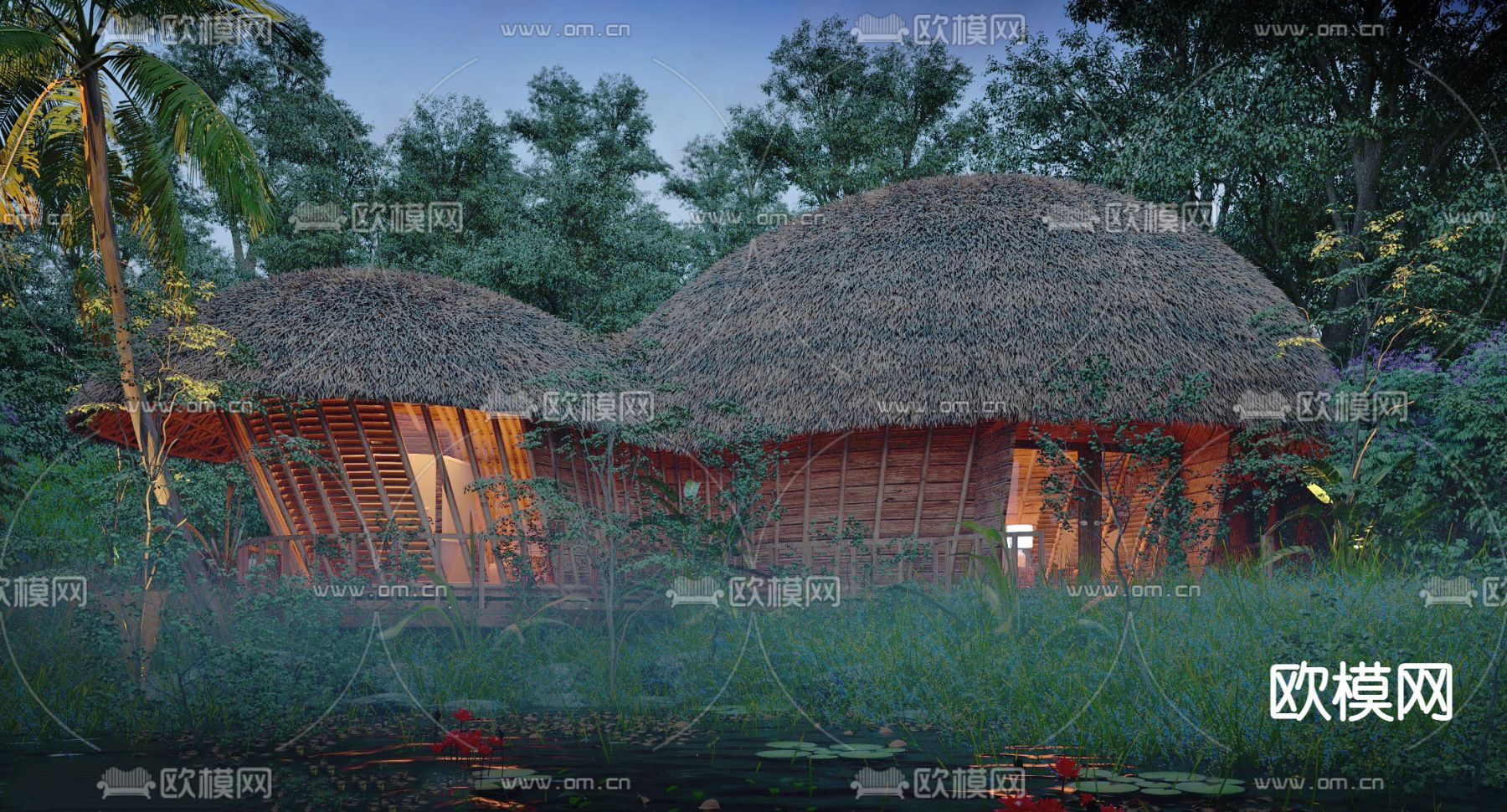 现代户外民宿su模型下载（渲染图2）