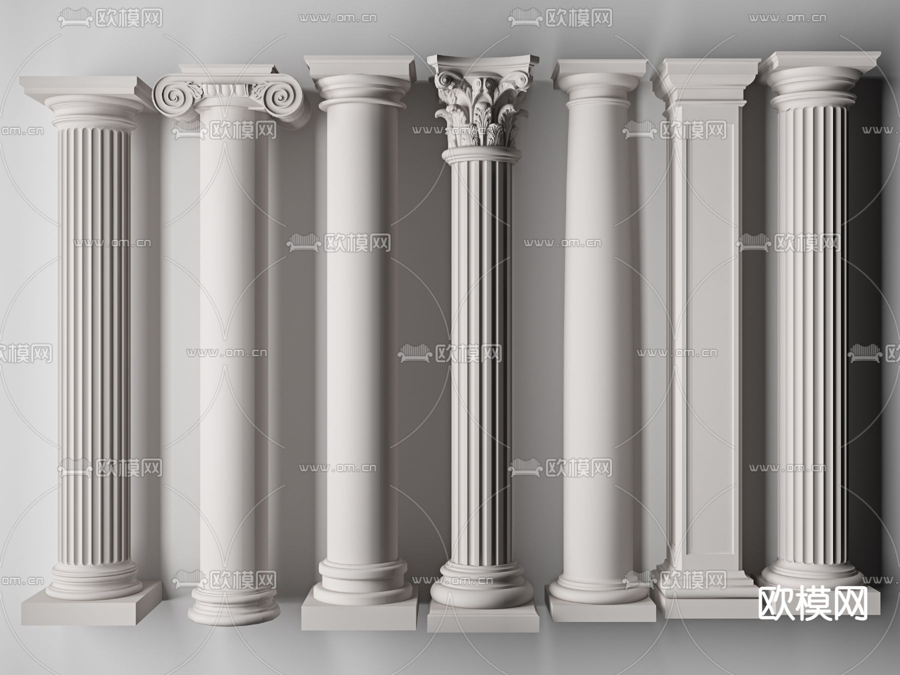 简欧罗马柱3d模型