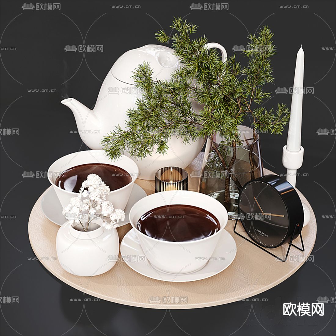 现代茶具茶壶花瓶3d模型
