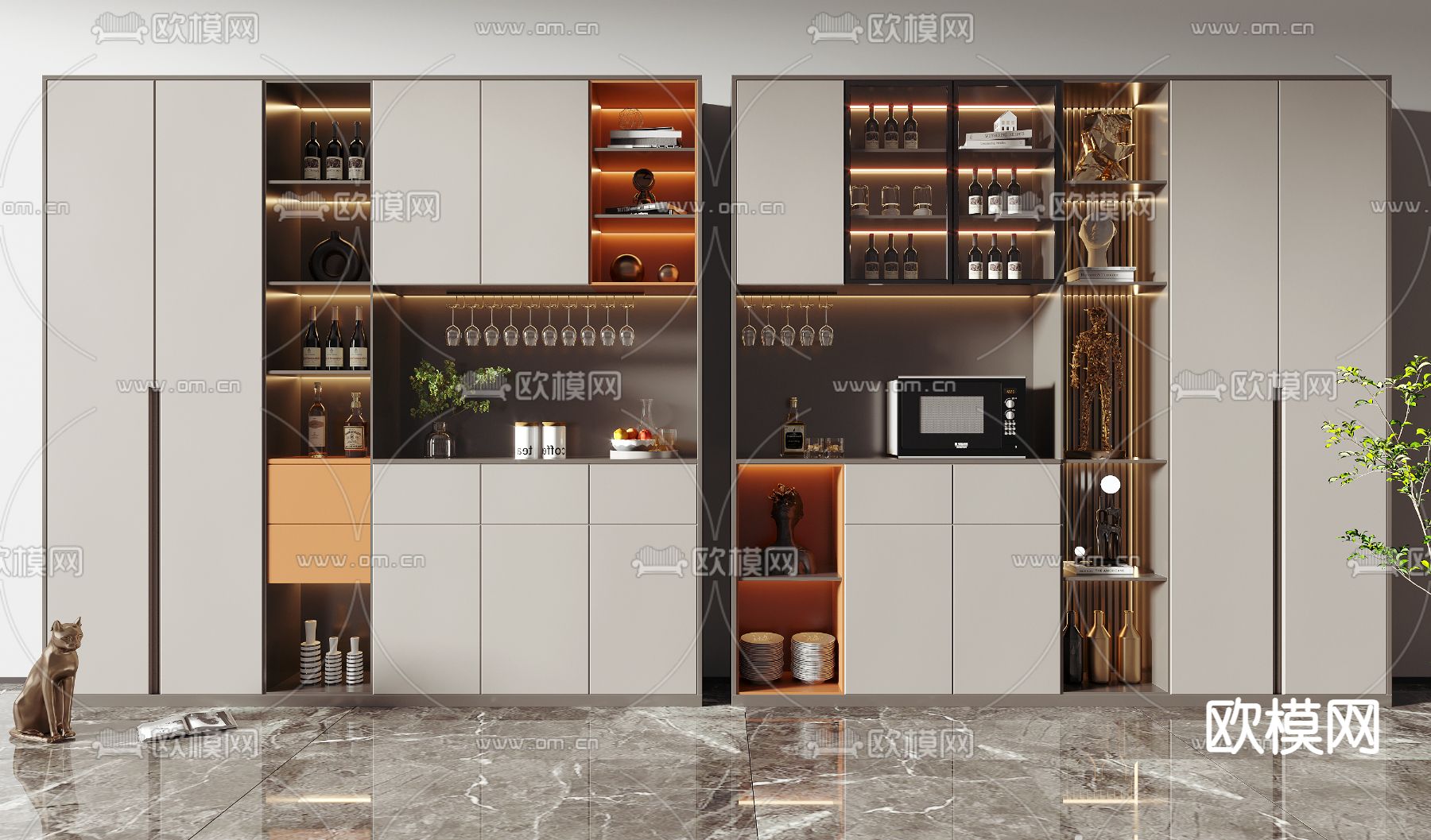 现代轻奢装饰柜酒柜3d模型下载
