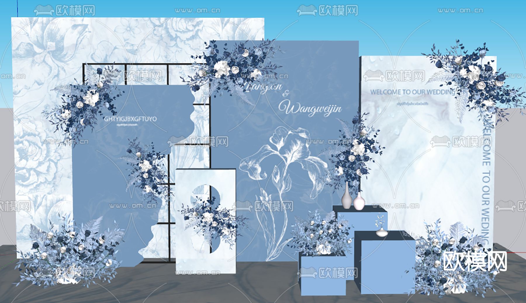 现代鲜花美陈su模型下载（渲染图3）