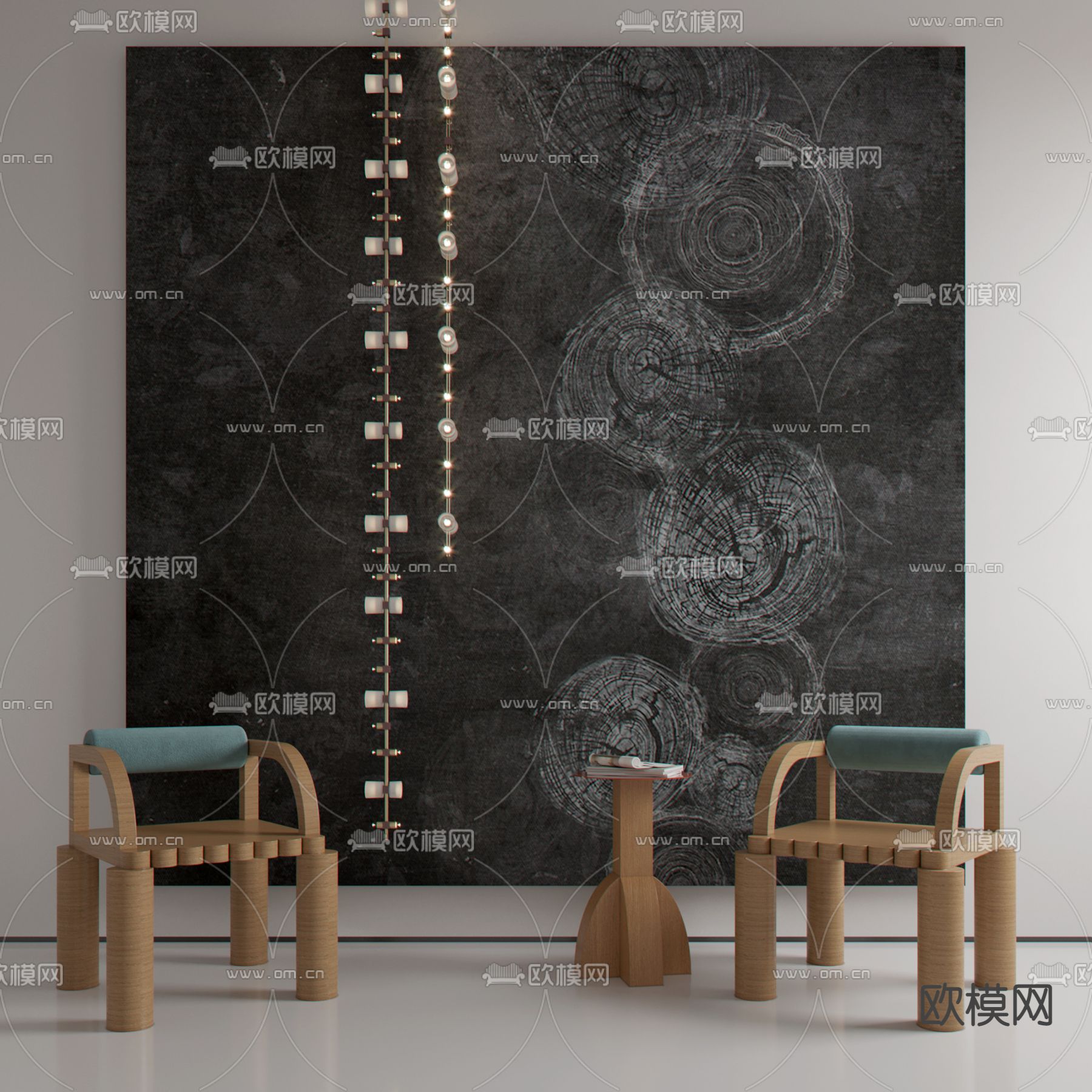 现代长条装饰灯儿童椅3d模型下载（渲染图1）