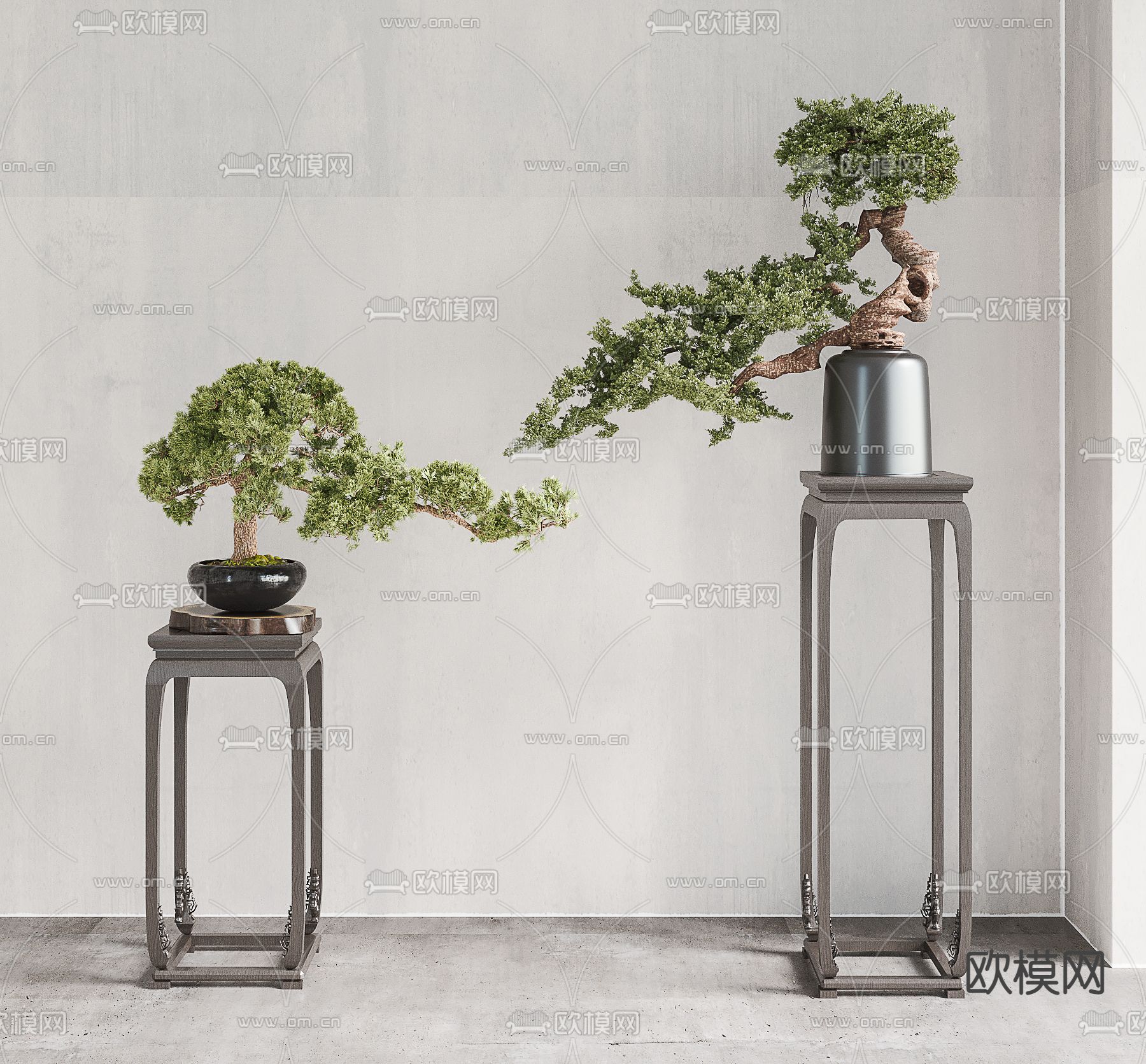 新中式松树盆栽3d模型下载