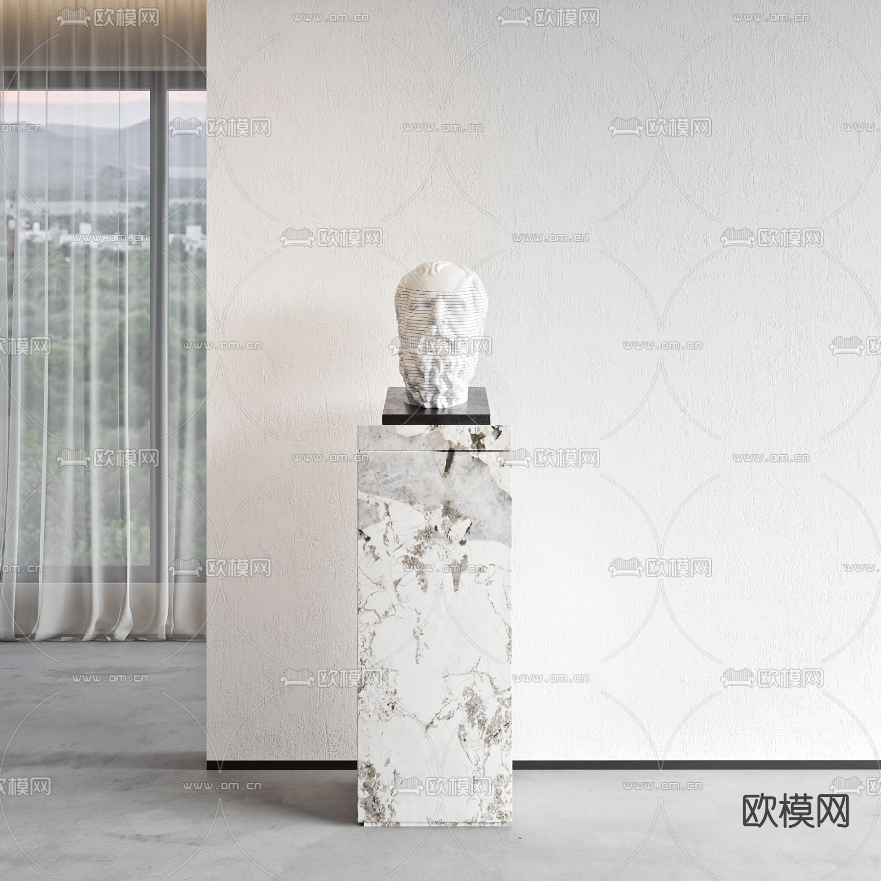 现代人物头像雕塑3d模型下载