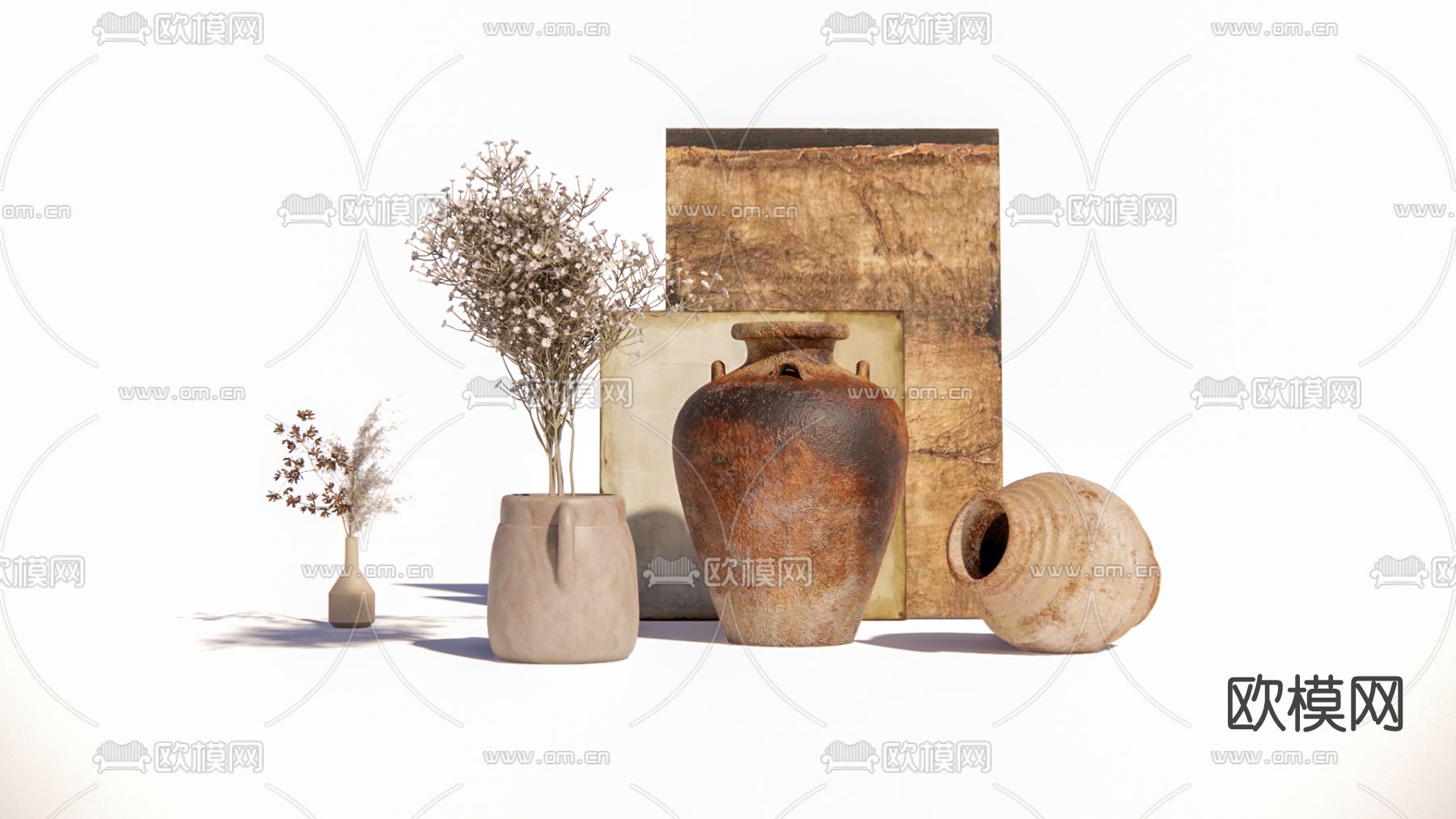 侘寂陶罐摆件su模型下载（渲染图1）