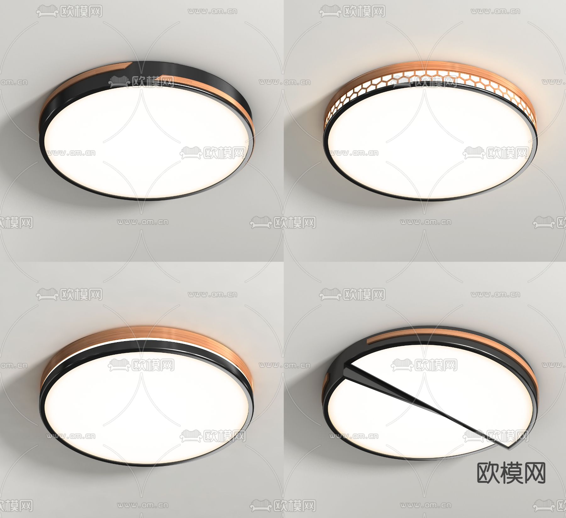 现代圆形吸顶灯3d模型下载