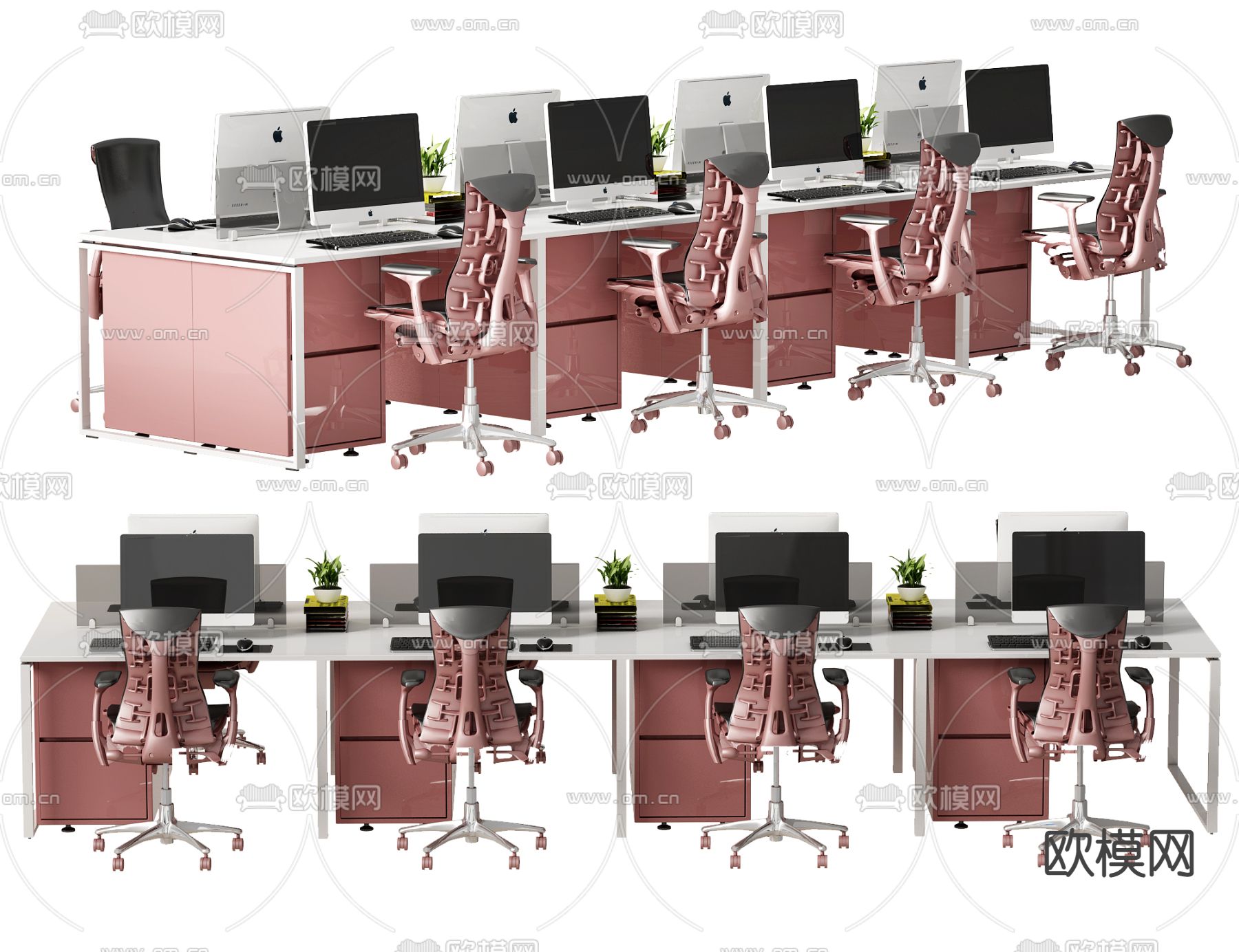 现代卡位办公桌椅3d模型