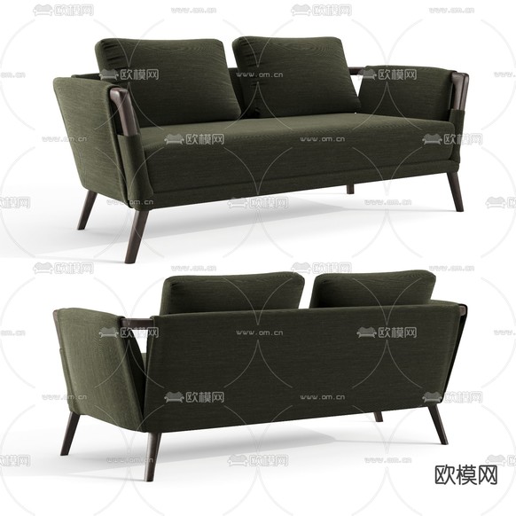 现代布艺双人沙发3d模型下载(渲染图1)