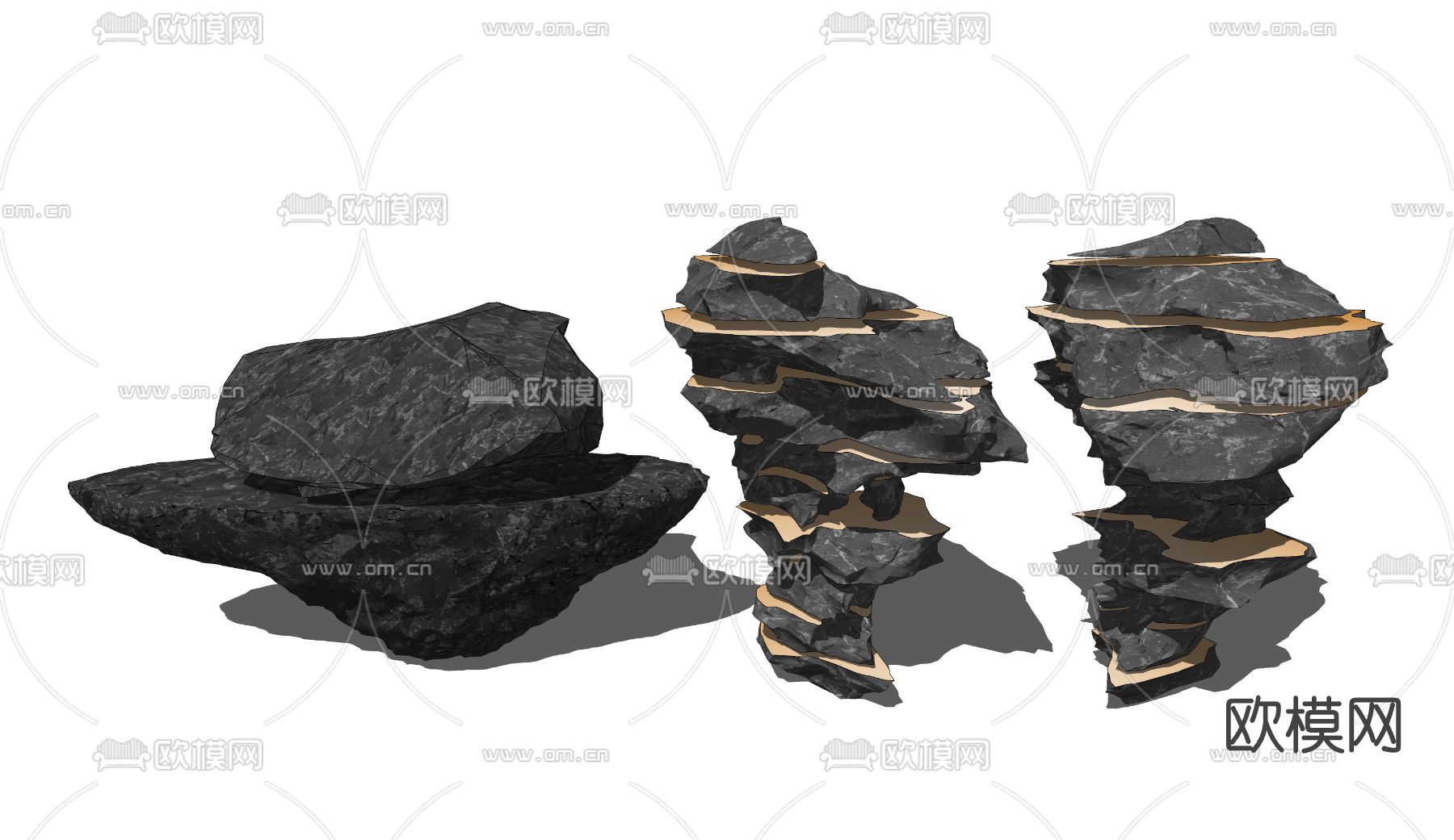 自然风石头小品su模型下载（渲染图2）
