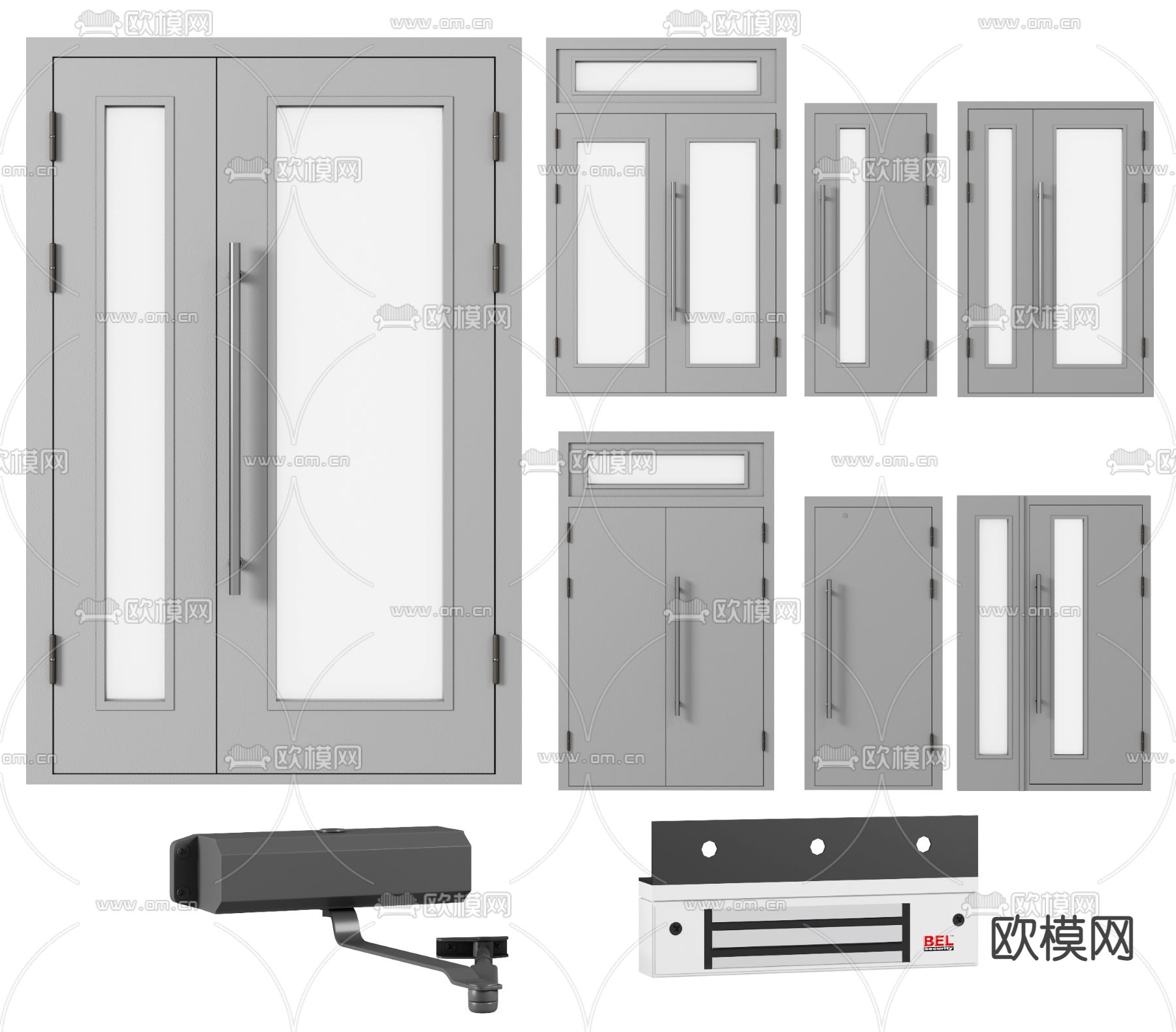 现代防火门消防门3d模型下载（渲染图1）