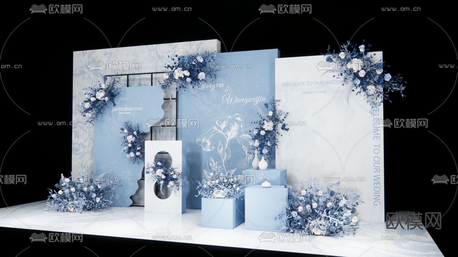 现代鲜花美陈su模型下载（渲染图2）