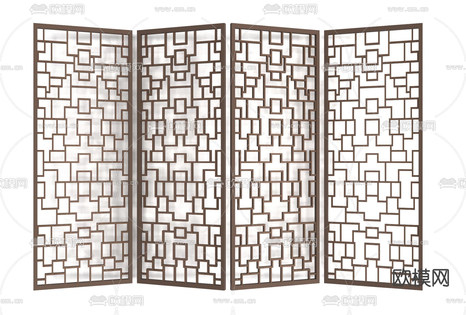 现代实木隔断屏风免费3d模型下载