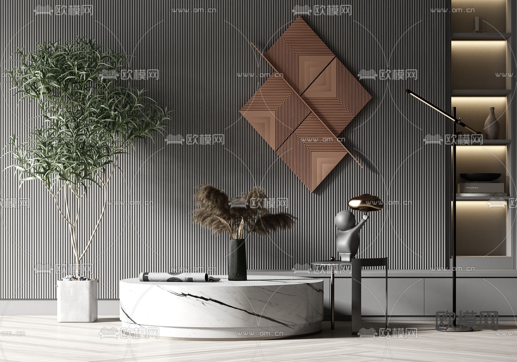 现代大理石茶几3d模型