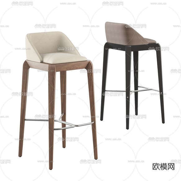 现代布艺吧台椅3d模型下载
