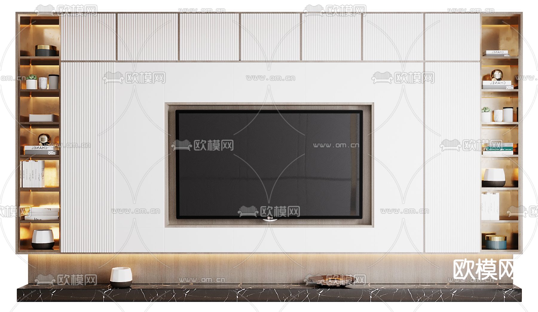 现代电视背景墙3d模型