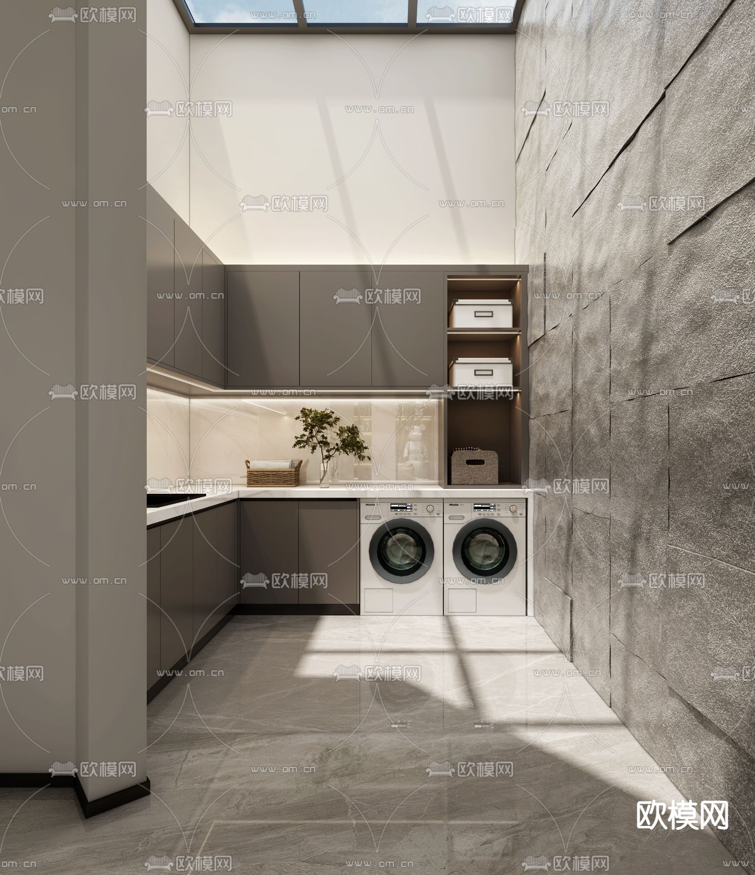 现代洗衣房3d模型下载