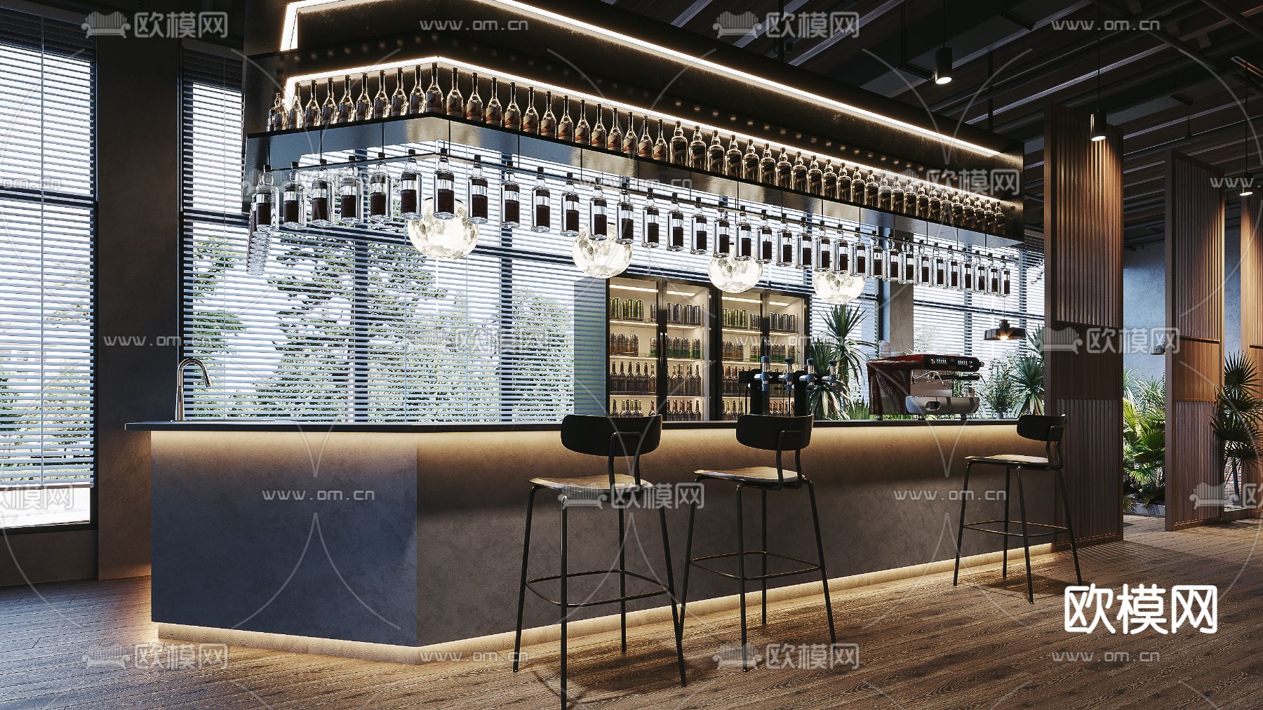 工业风酒吧吧台操作台3d模型