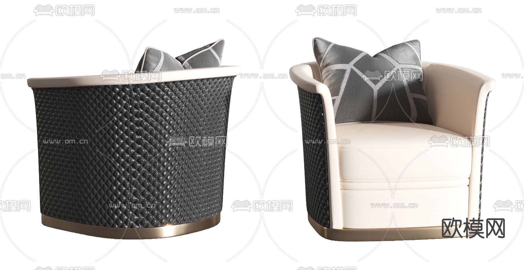 简欧皮革单人沙发3d模型下载