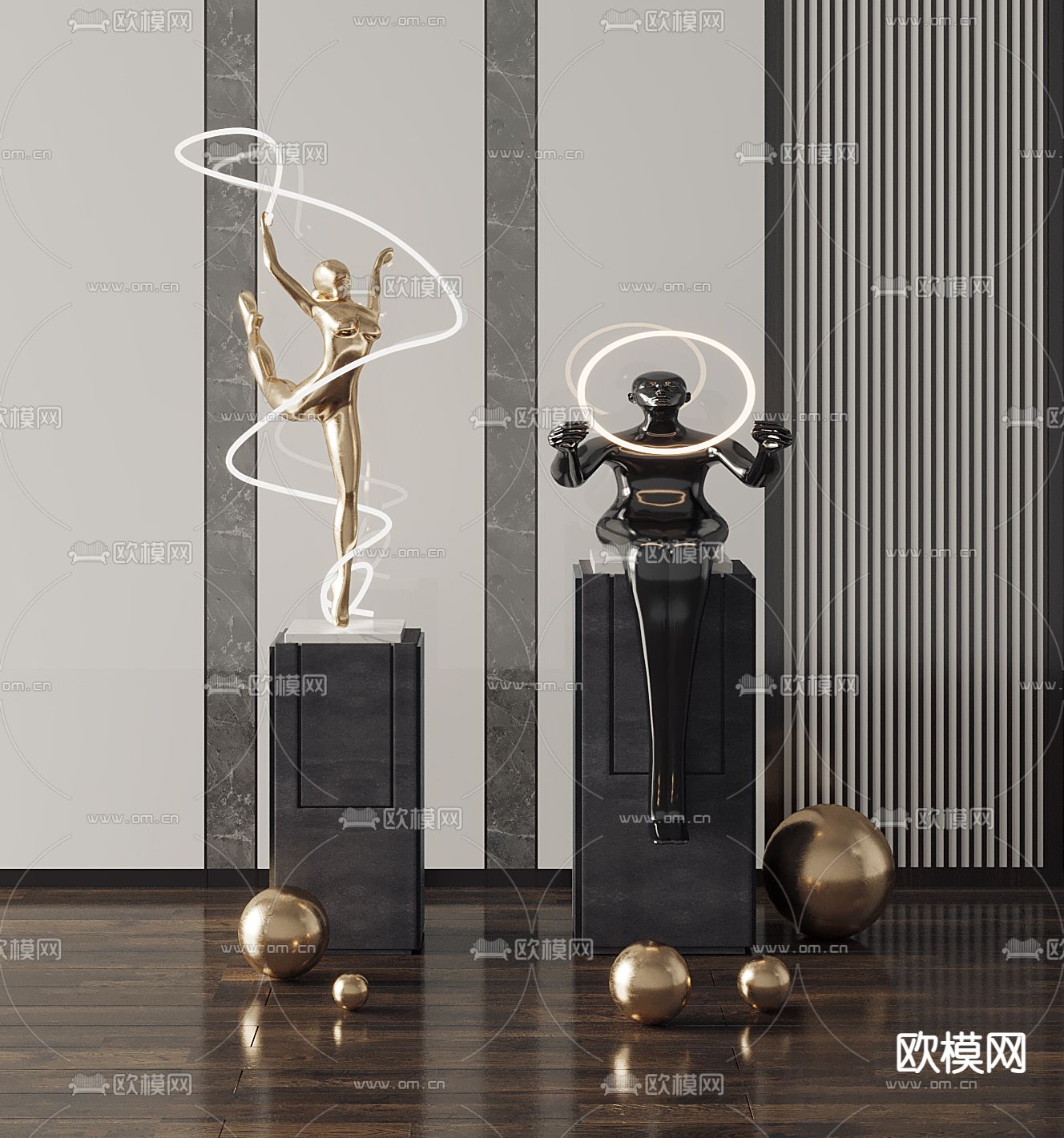 现代人物雕塑3d模型下载