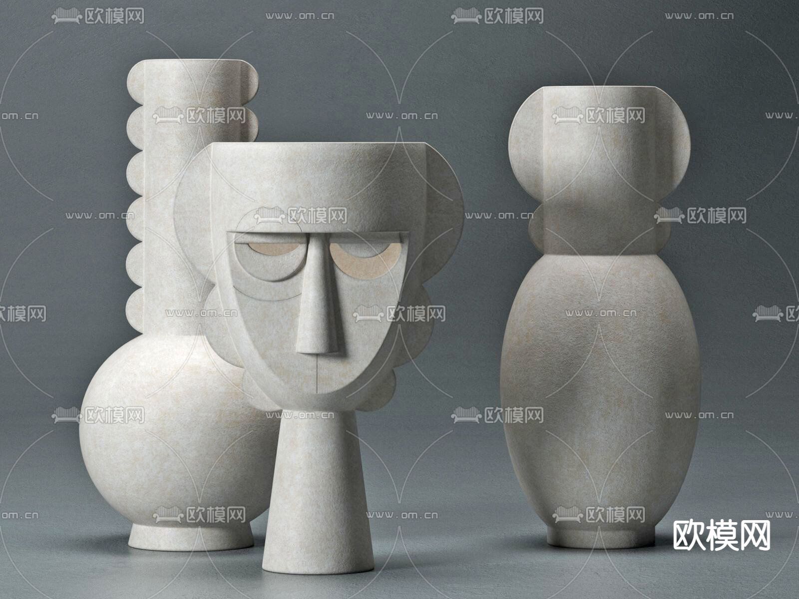 现代艺术陶瓷器皿3d模型