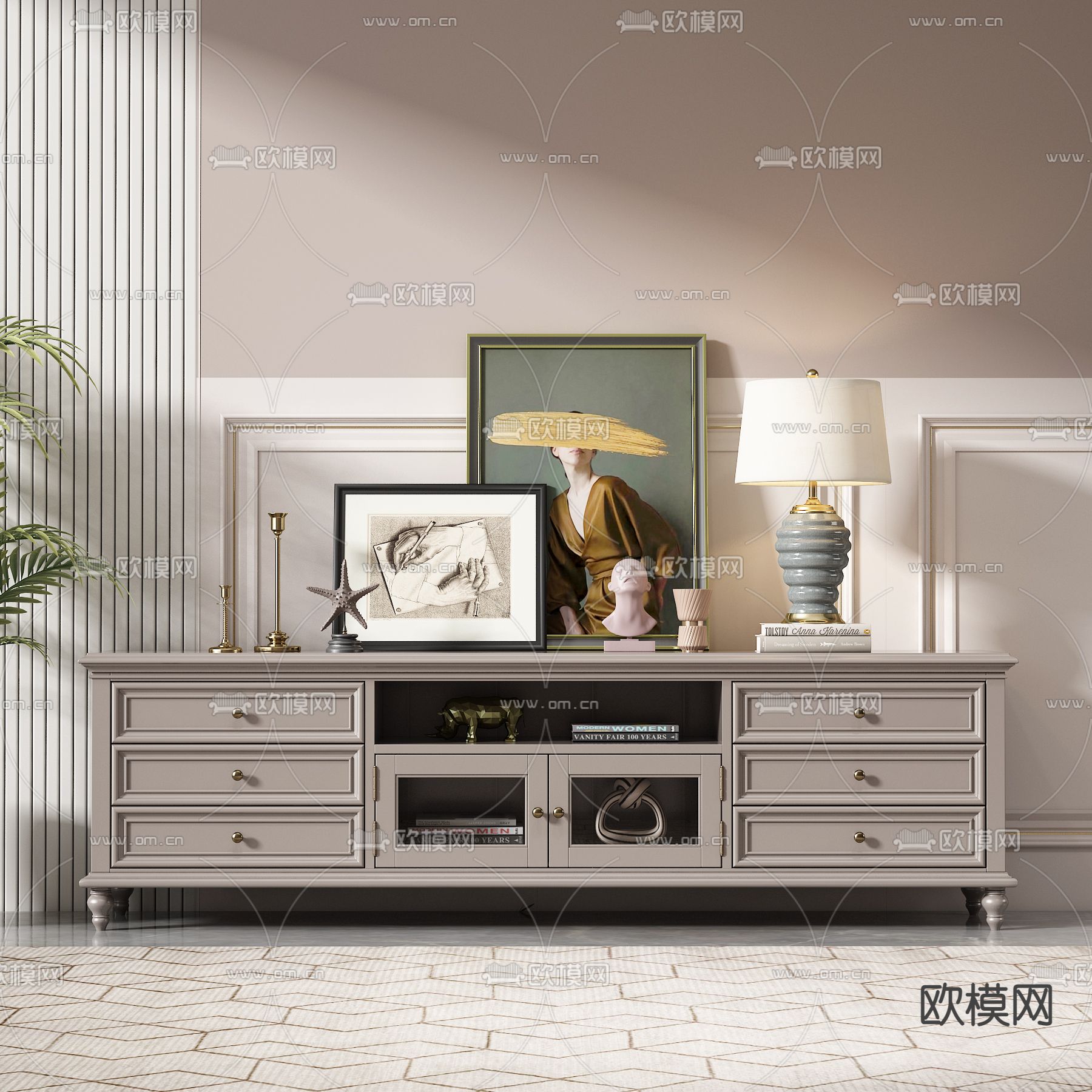 美式电视柜3d模型