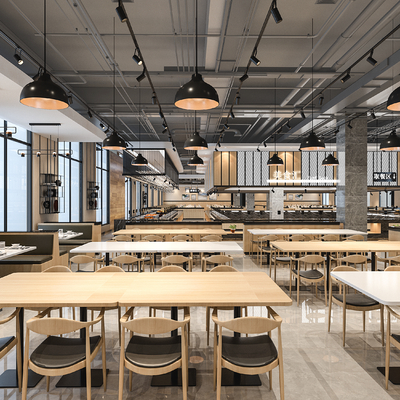  现代自助餐厅su模型 