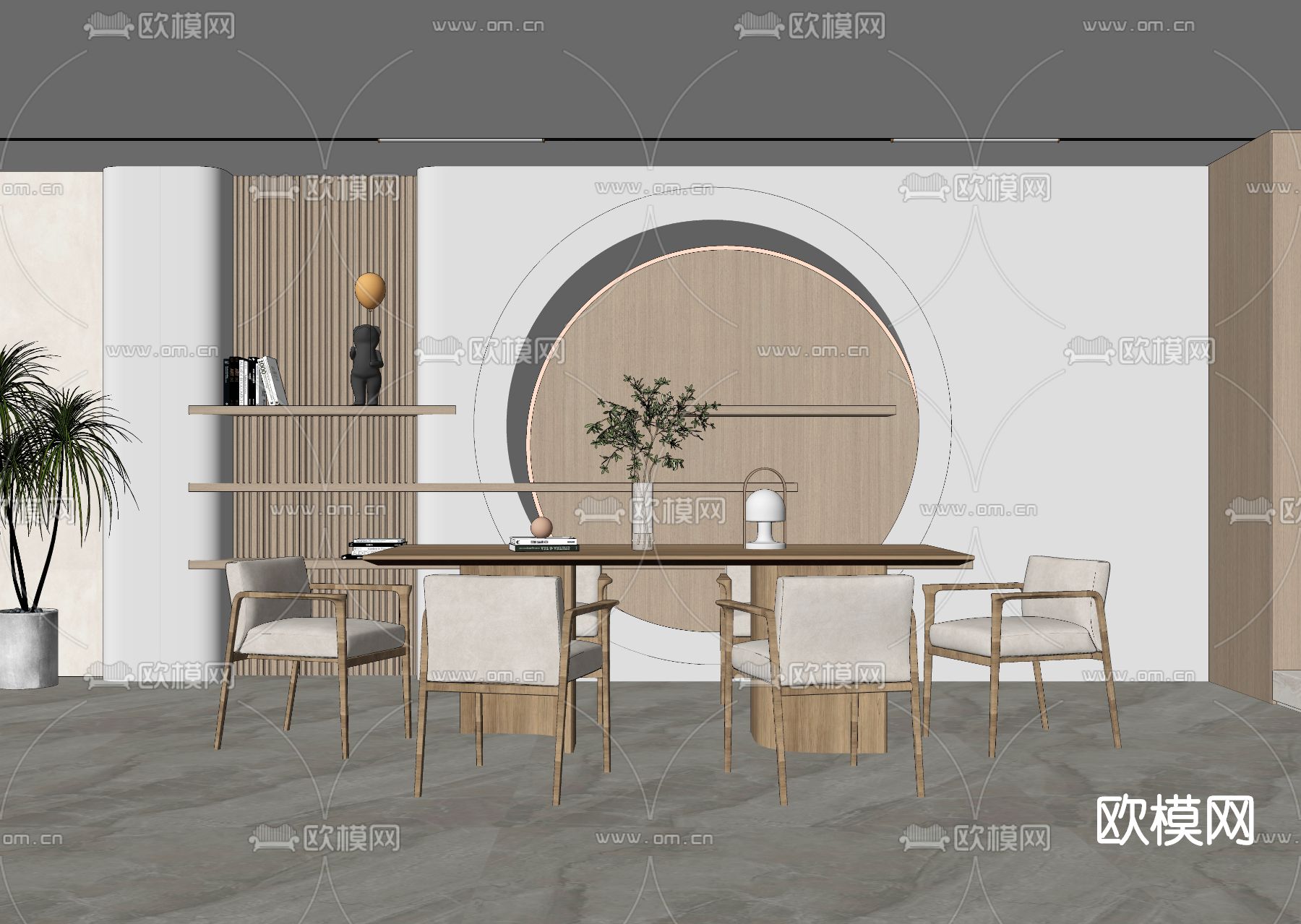 侘寂风餐桌椅su模型