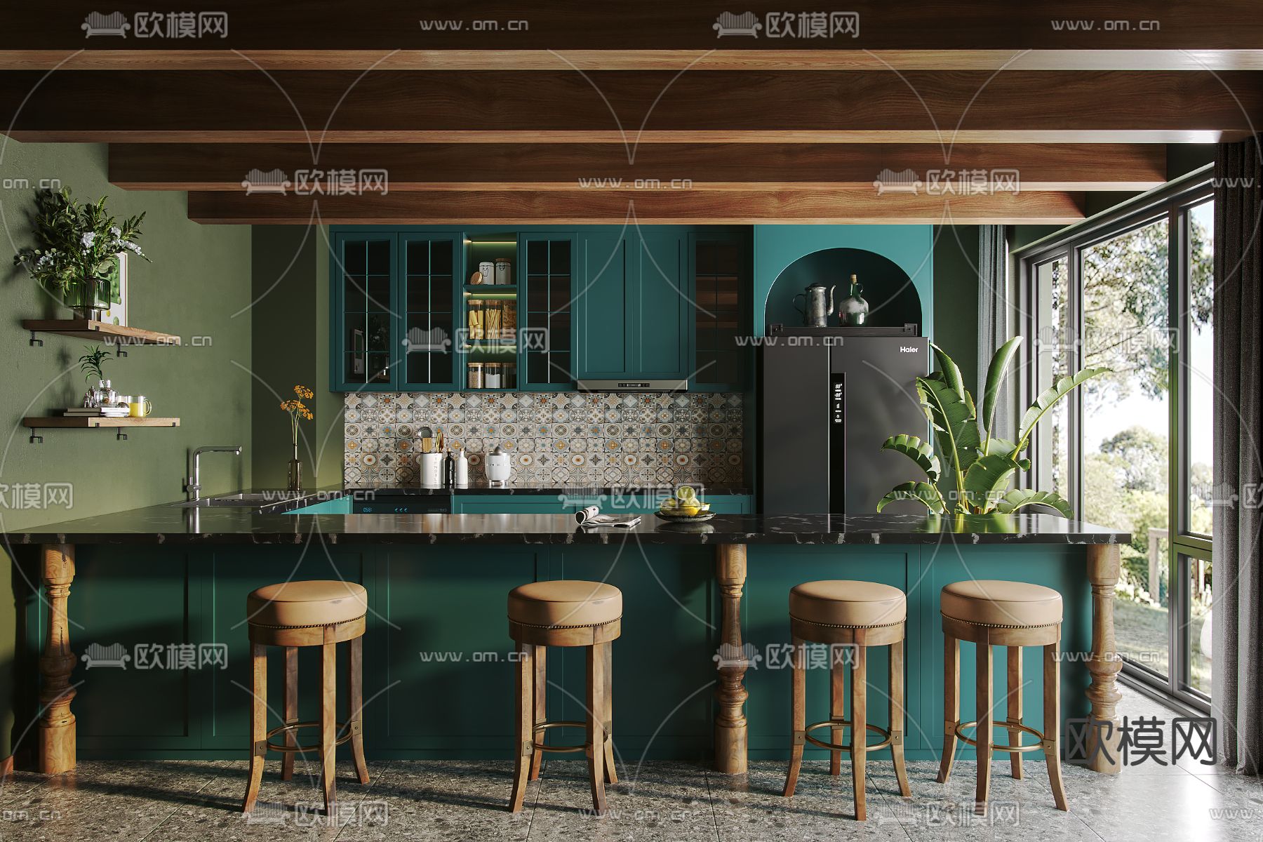 美式厨房3d模型