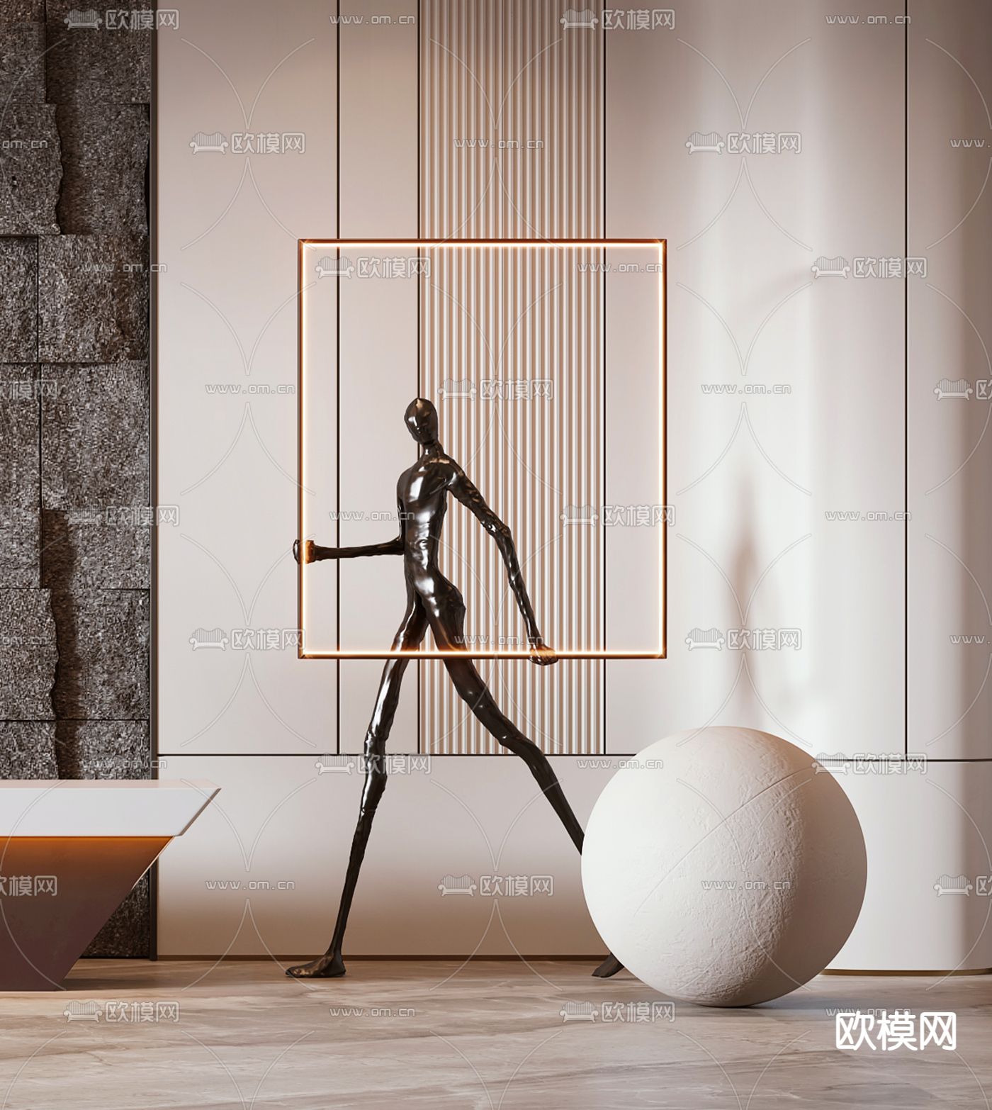 现代前台接待3d模型