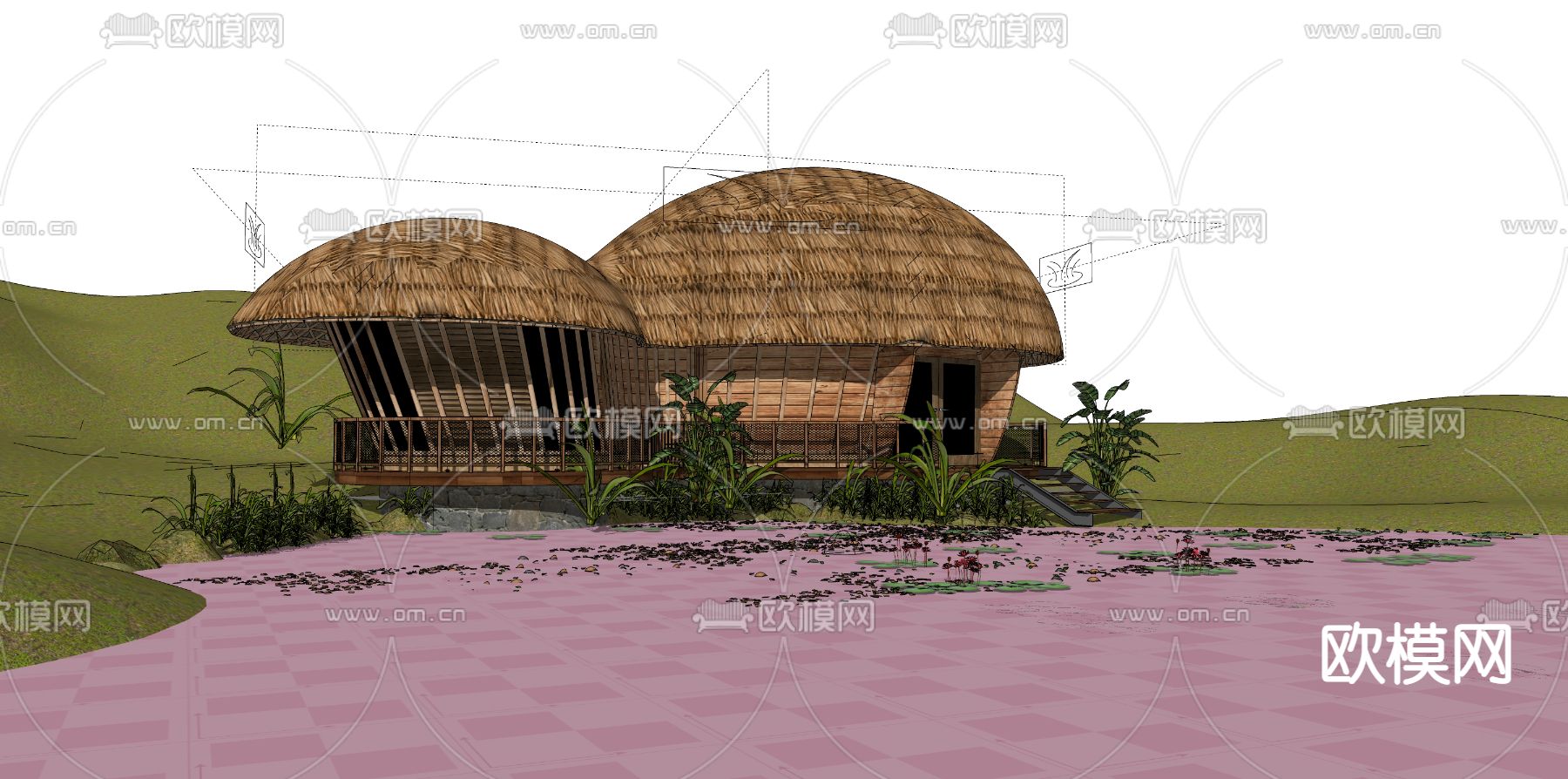 现代户外民宿su模型下载（渲染图3）