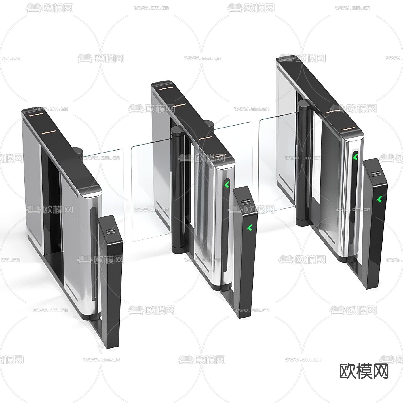 现代办公楼闸机安检门3d模型下载（渲染图1）