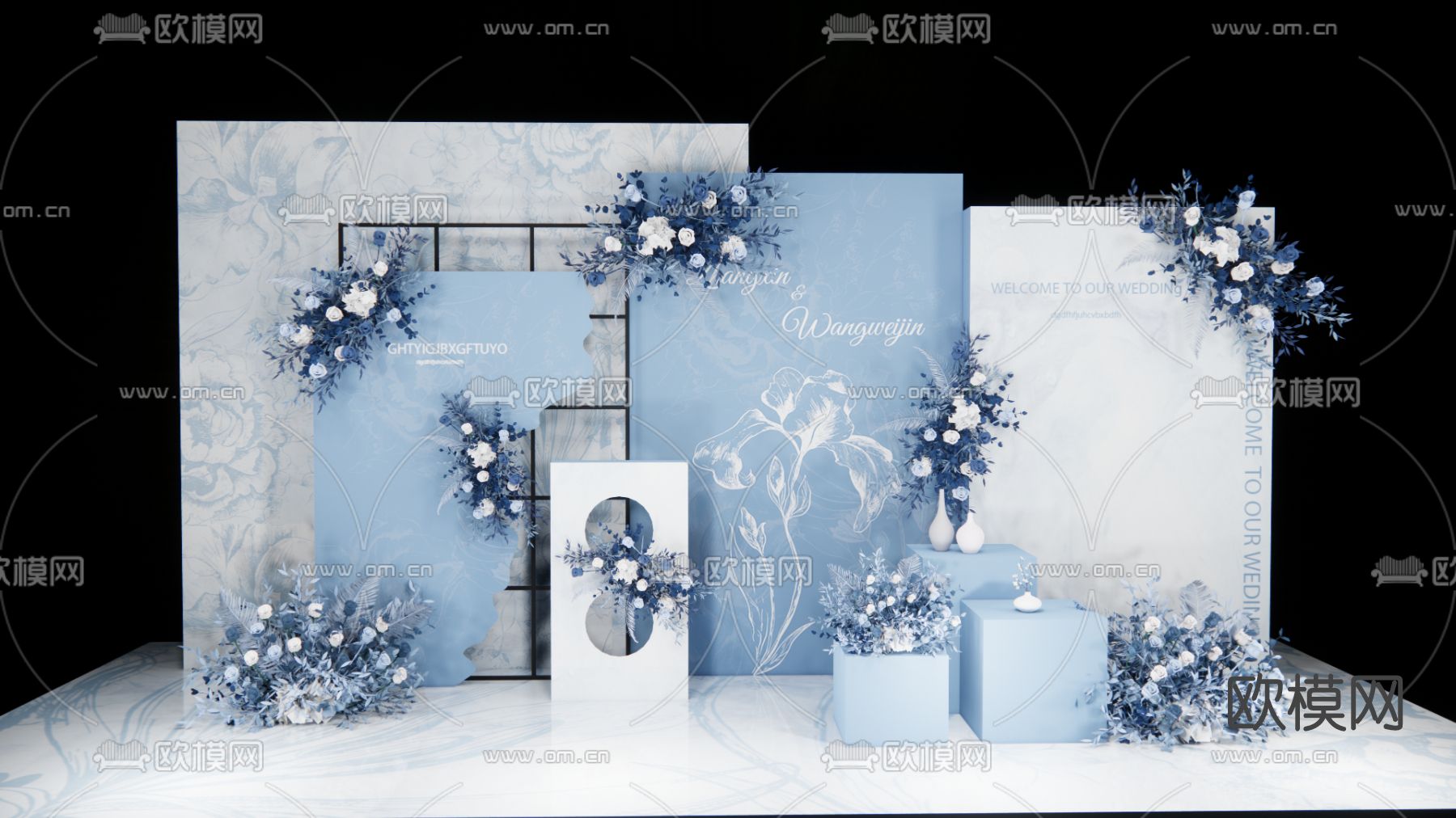 现代鲜花美陈su模型下载（渲染图1）