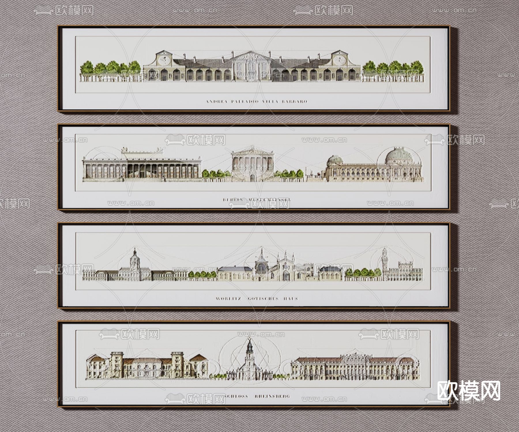 美式横幅装饰画3d模型下载