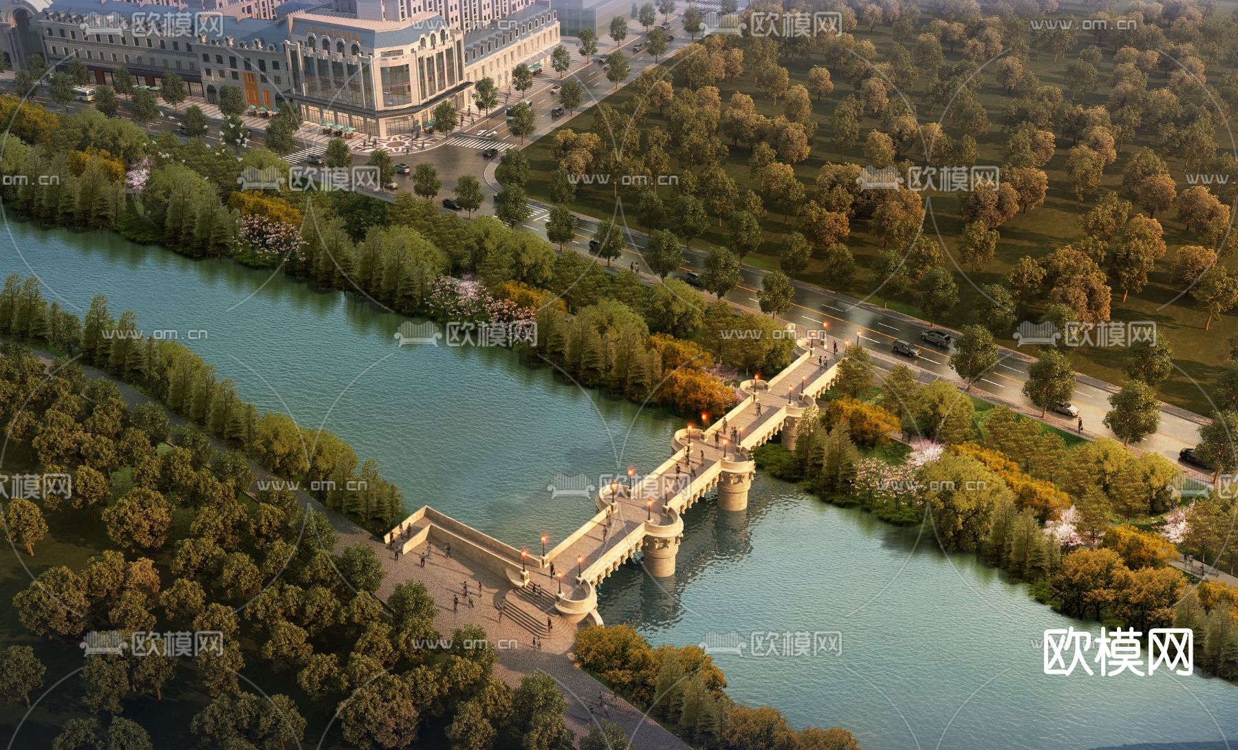 欧式桥梁su模型下载（渲染图1）