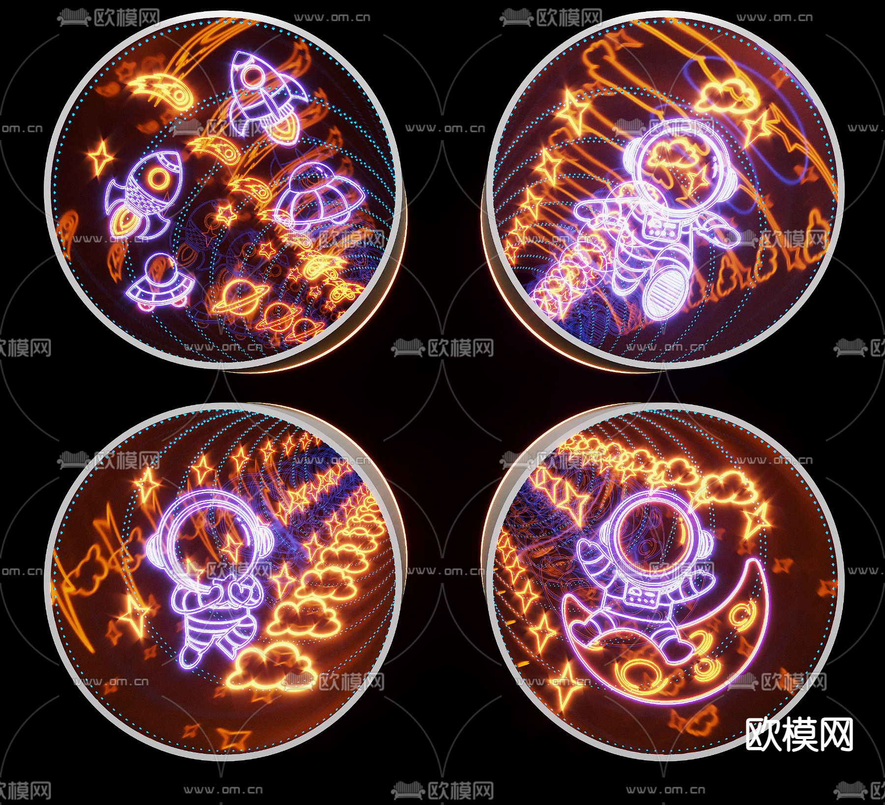 现代宇航员深渊镜装饰镜3d模型下载