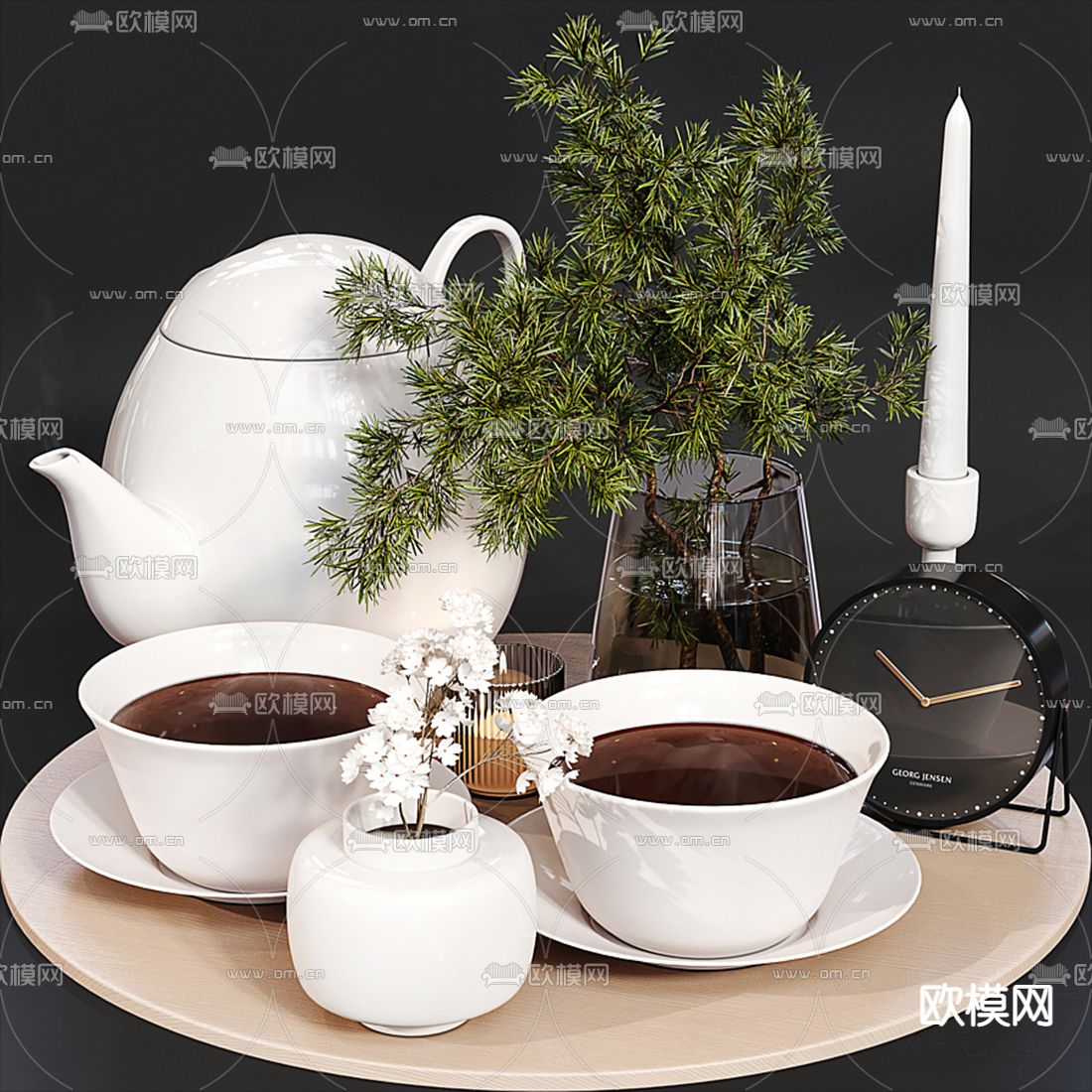 现代茶具茶壶花瓶3d模型