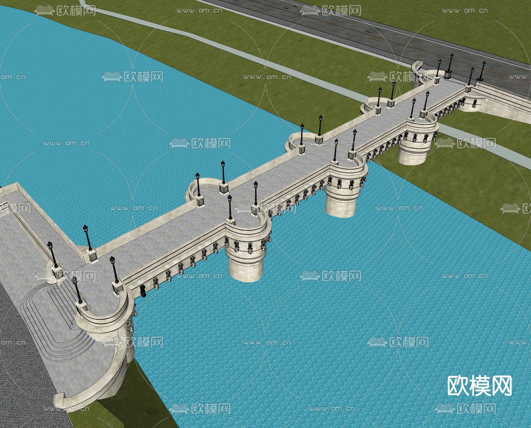 欧式桥梁su模型下载（渲染图2）