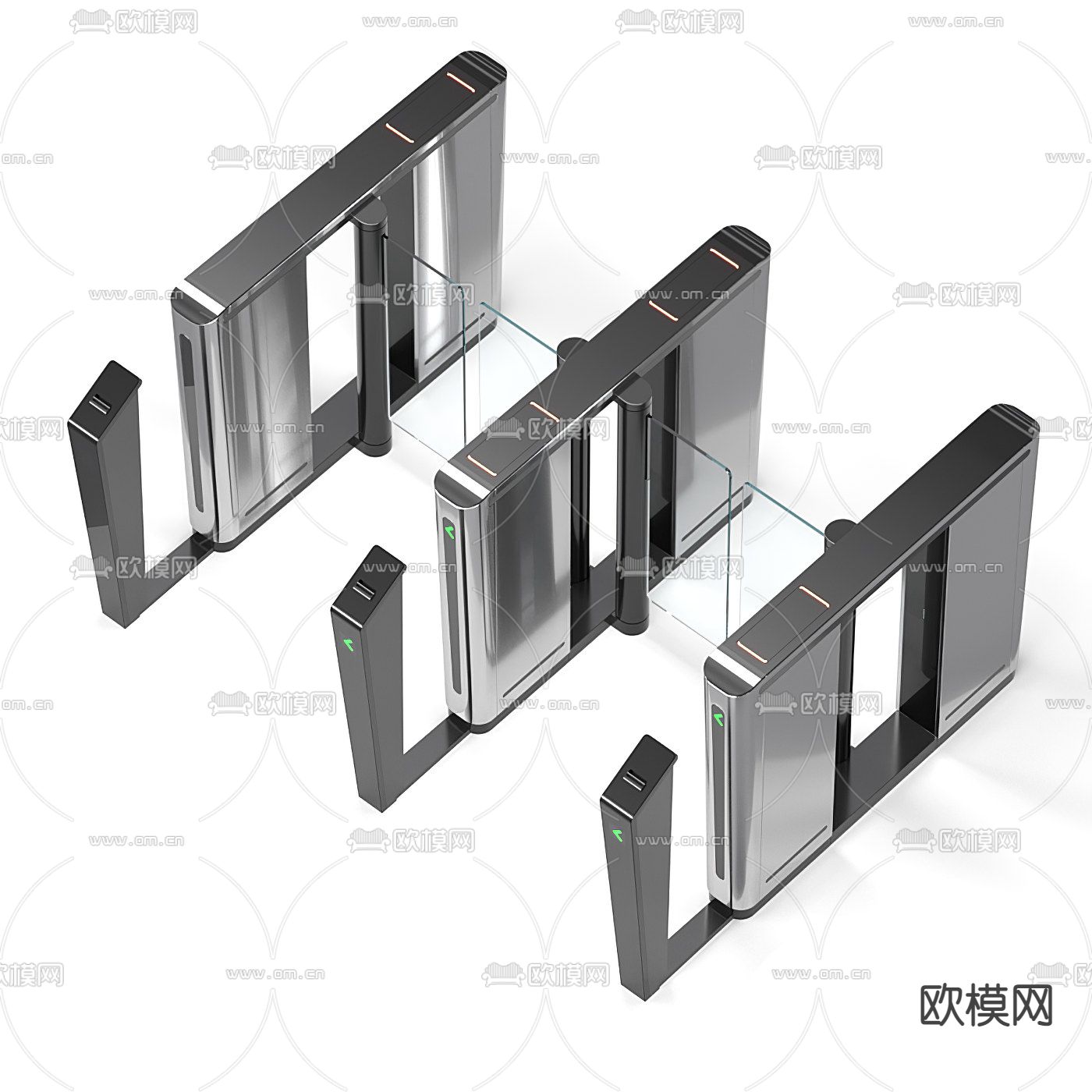 现代办公楼闸机安检门3d模型下载（渲染图2）
