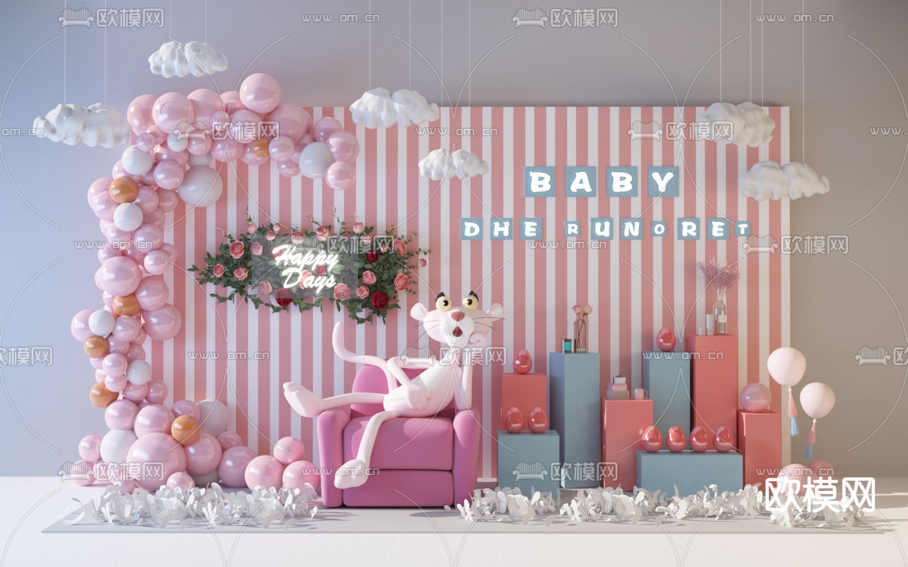 现代网红美陈3d模型