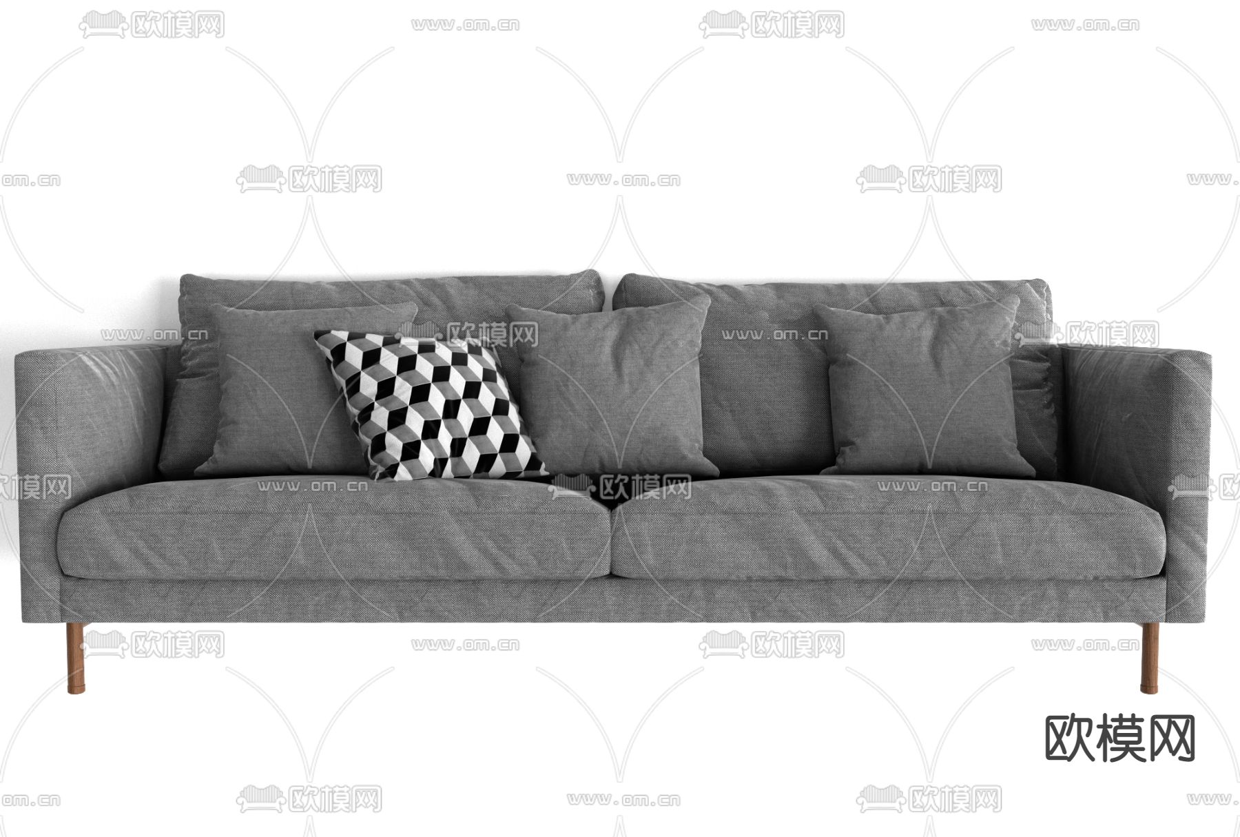 侘寂布艺双人沙发免费3d模型下载