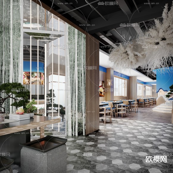 现代火锅店3d模型下载(渲染图4)