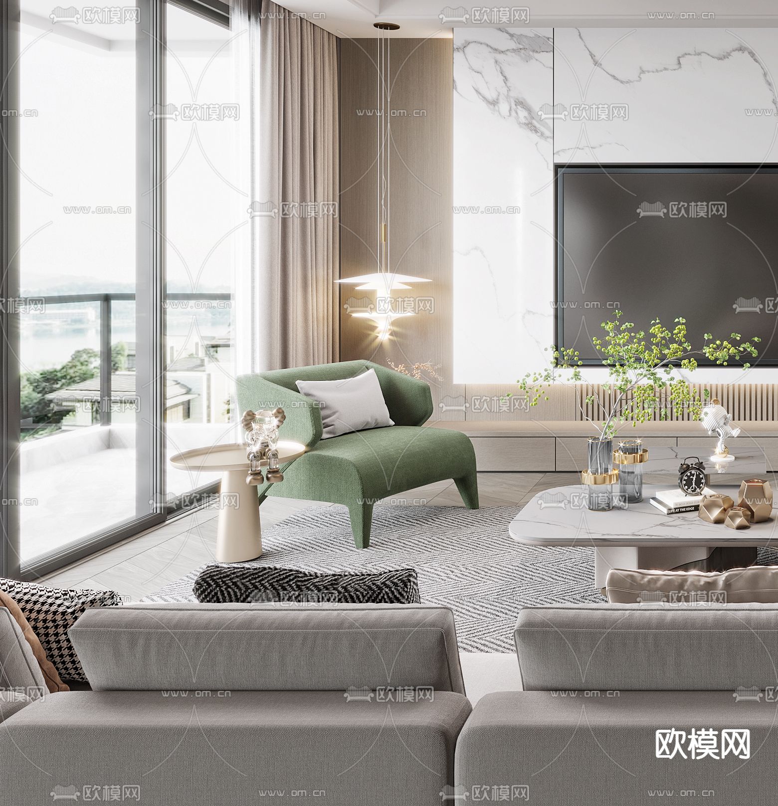现代客厅3d模型